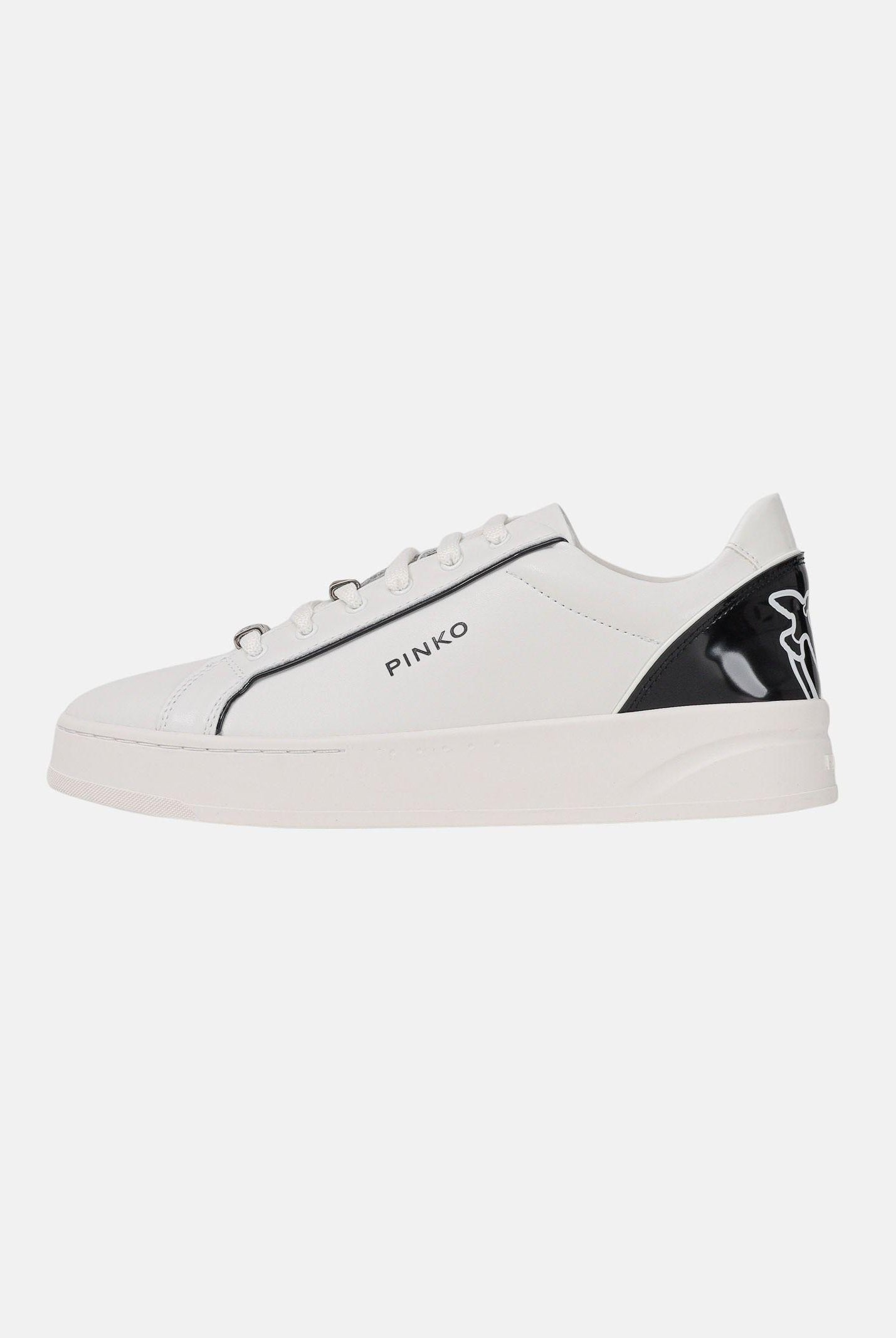 PINKO Sneakers bianche da donna con dettagli specchiati neri SS0131P001ZX9 ZX9 PINKO