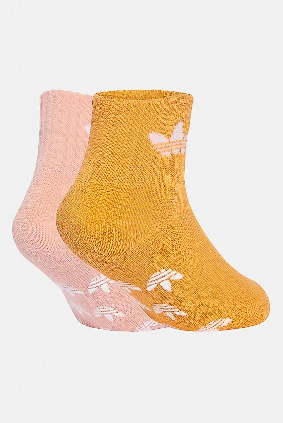 ADIDAS ORIGINALS Calzini antiscivolo (2 paia) rosa e arancione da neonato JC8540 . ADIDAS ORIGINALS
