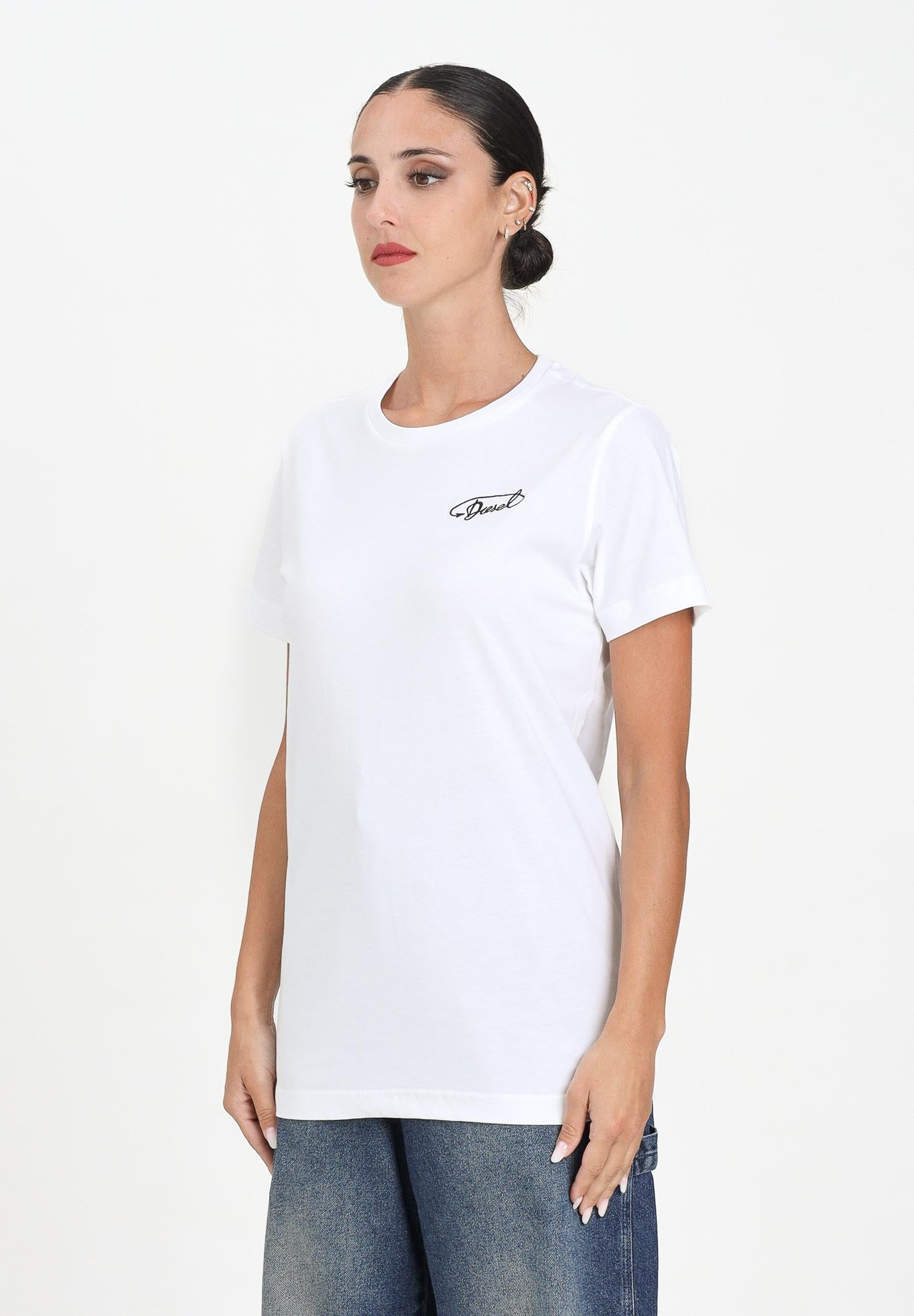 DIESEL T-shirt a manica corta bianca per donna, ragazzi e bambini con logo Diesel J025260CATM K100 DIESEL