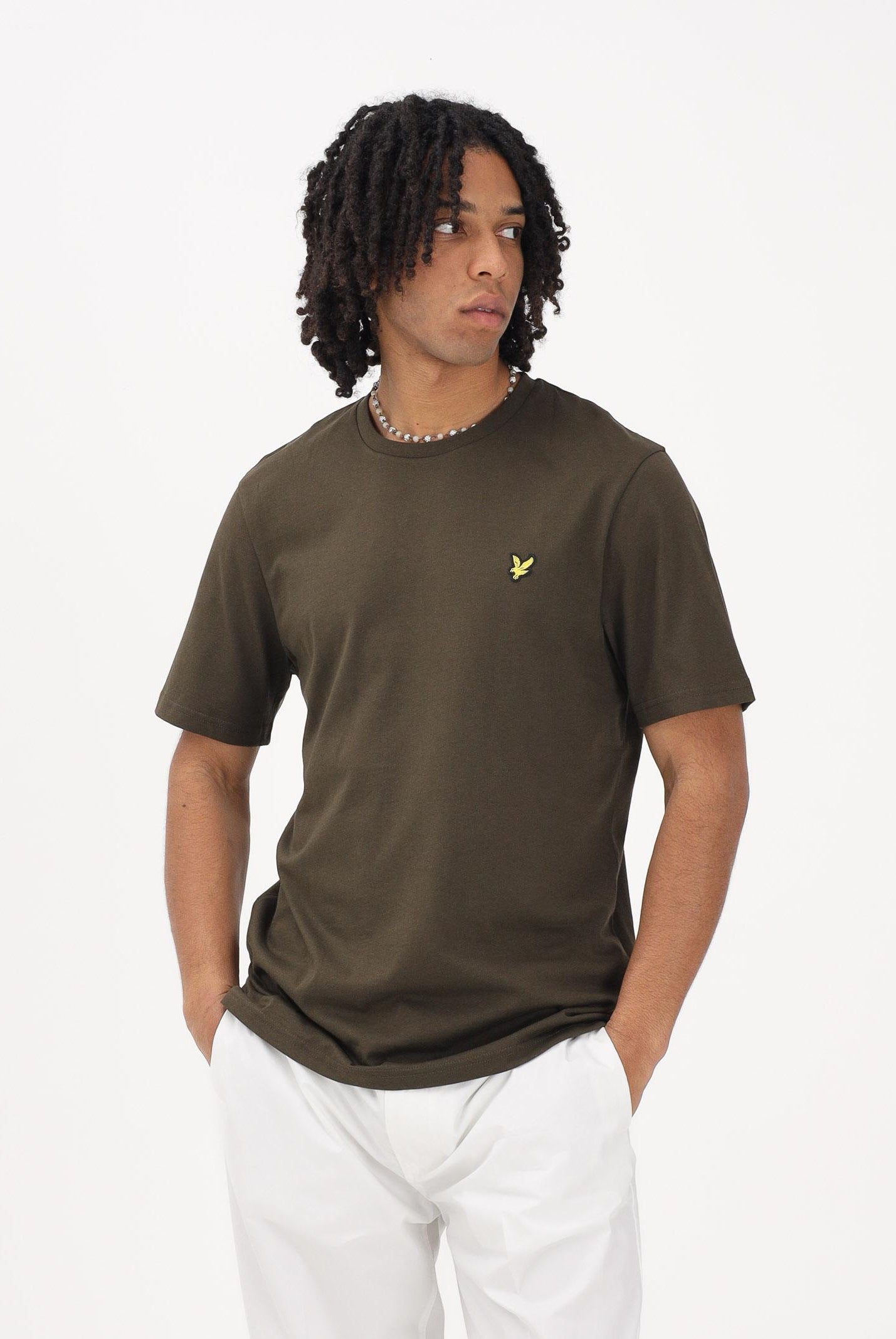 LYLE & SCOTT T-shirt a manica corta verde oliva da uomo con patch logo TS400VOG W485 LYLE & SCOTT