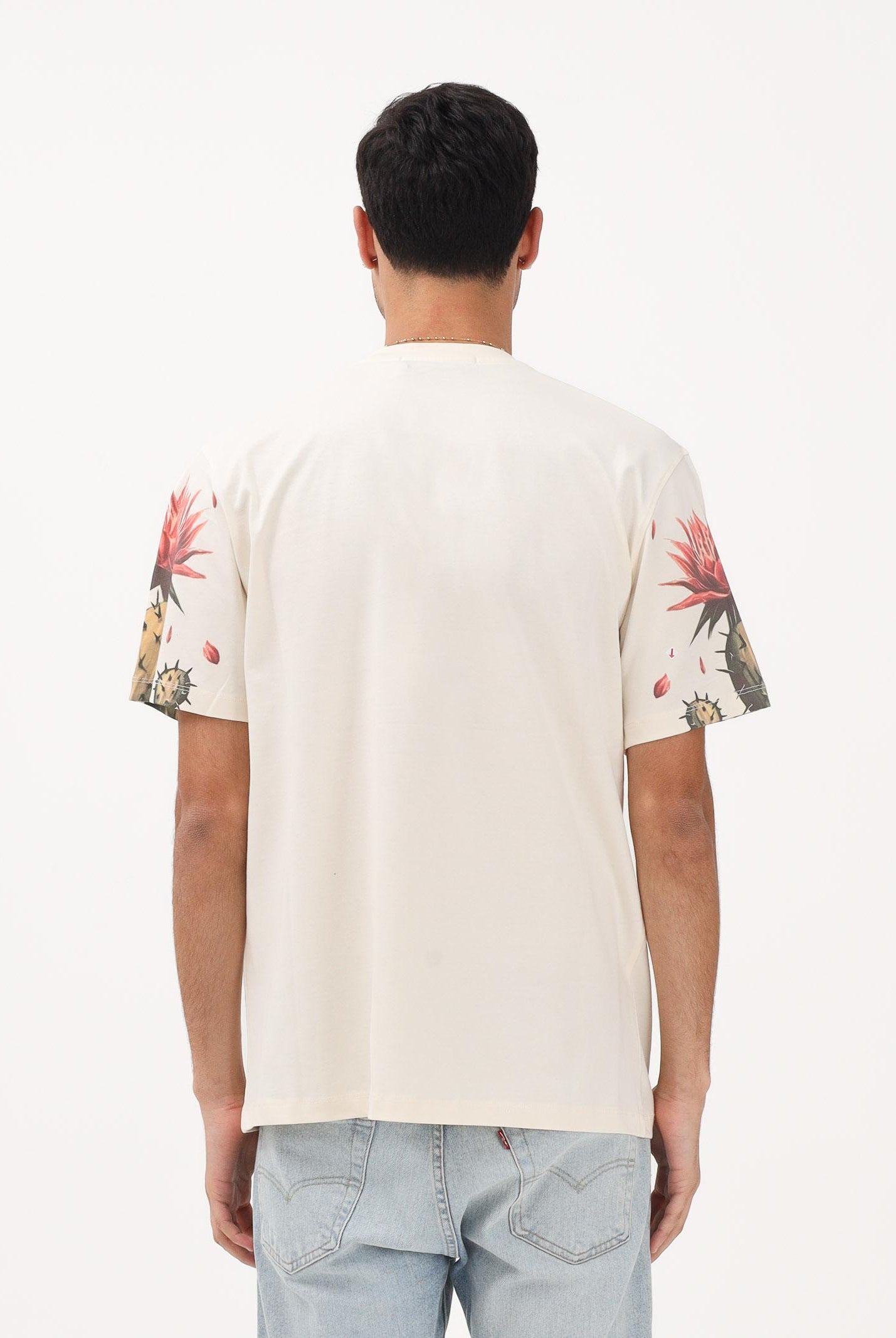 BARROW T-shirt a manica corta crema per uomo e donna con stampe S6BWUATH069 013 BARROW