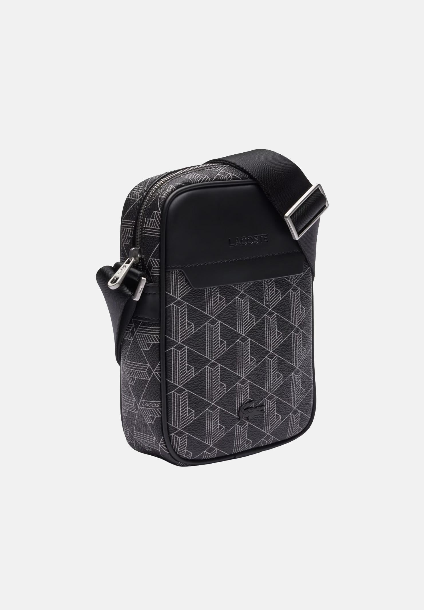 LACOSTE Borsello nero da uomo con stampa monogramma The Blend NH4410 H45 LACOSTE