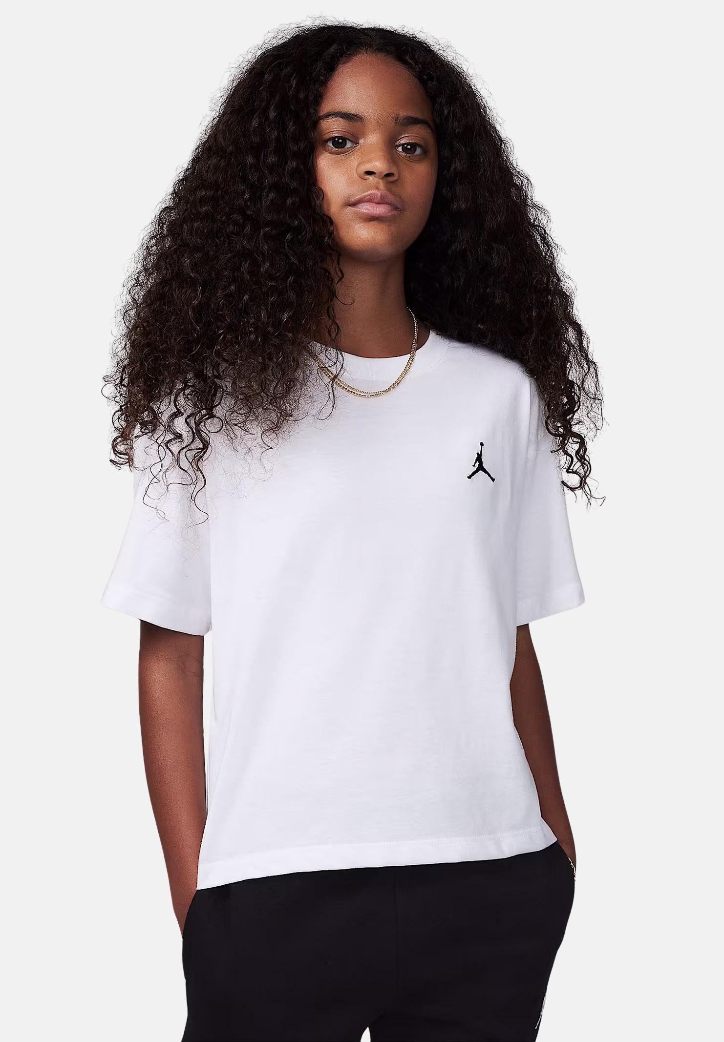 JORDAN T-shirt a manica corta Brooklyn Essentials bianca da bambina 45D311 001 JORDAN