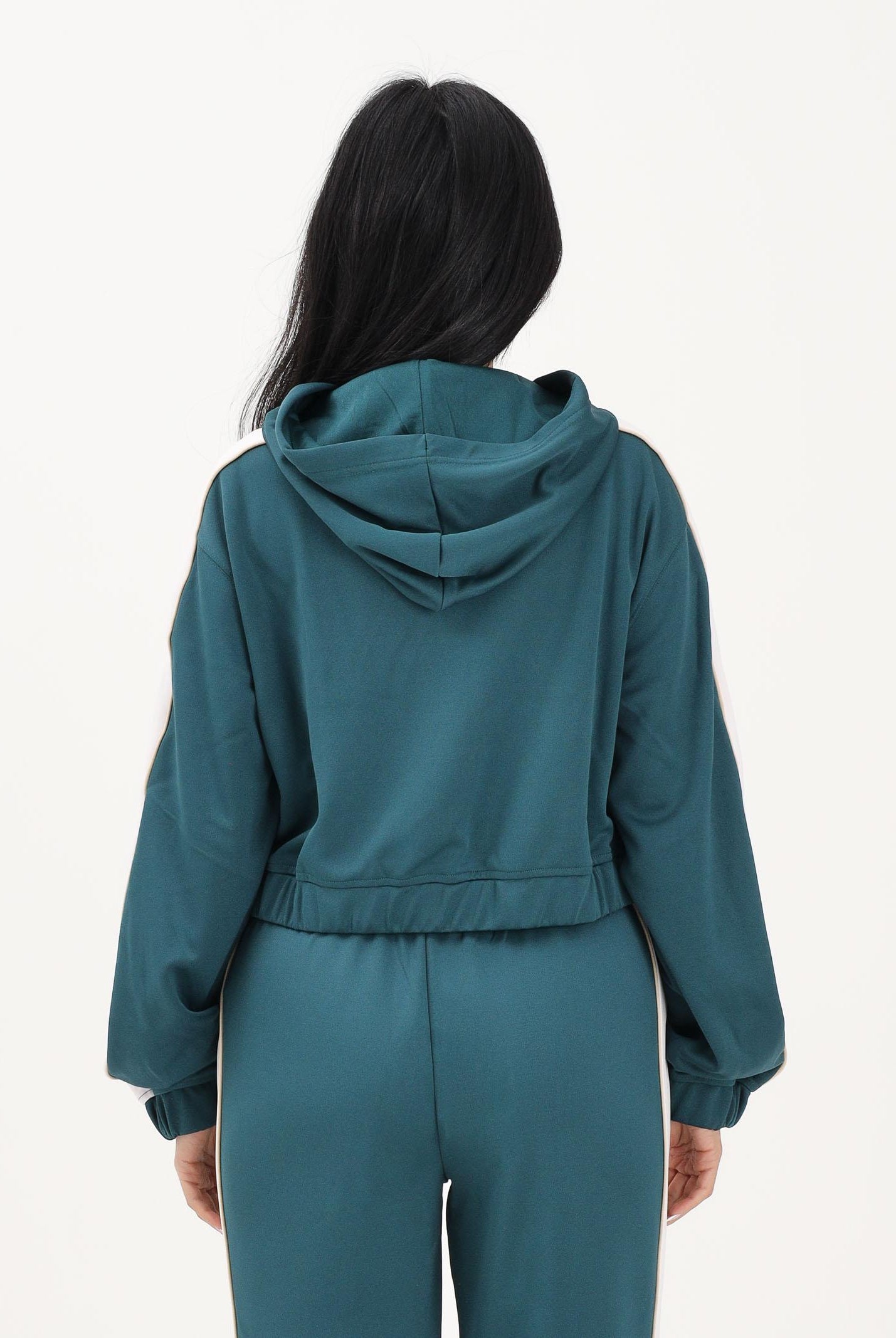 NEW BALANCE Felpa con zip Interlock verde da donna WJ61B759AAV . NEW BALANCE