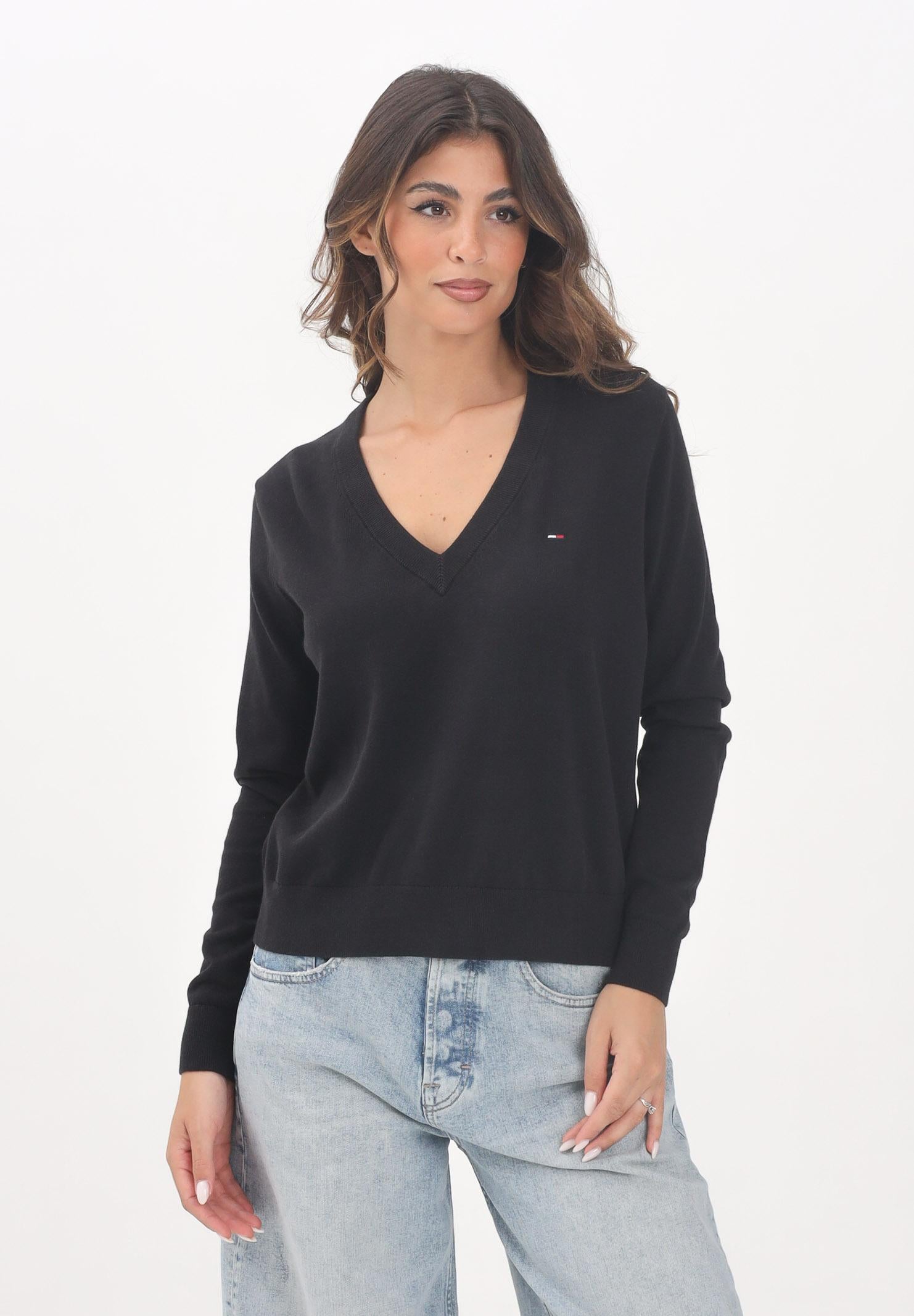 TOMMY JEANS Maglioncino nero da donna con logo DW0DW19888 BDS TOMMY JEANS