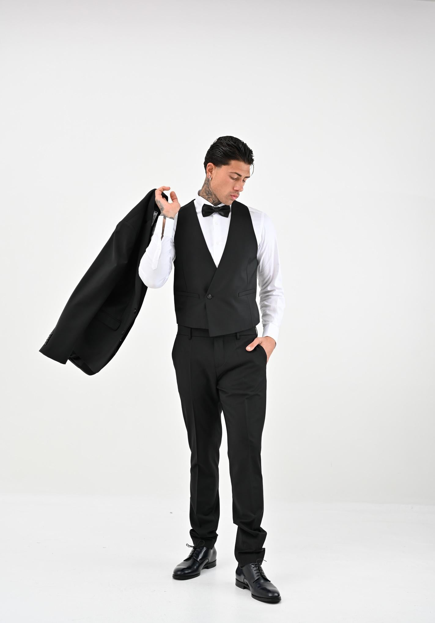 Pantalone elegante nero da uomo 5P0531/A1WK K102Nero vinile PATRIZIA PEPE