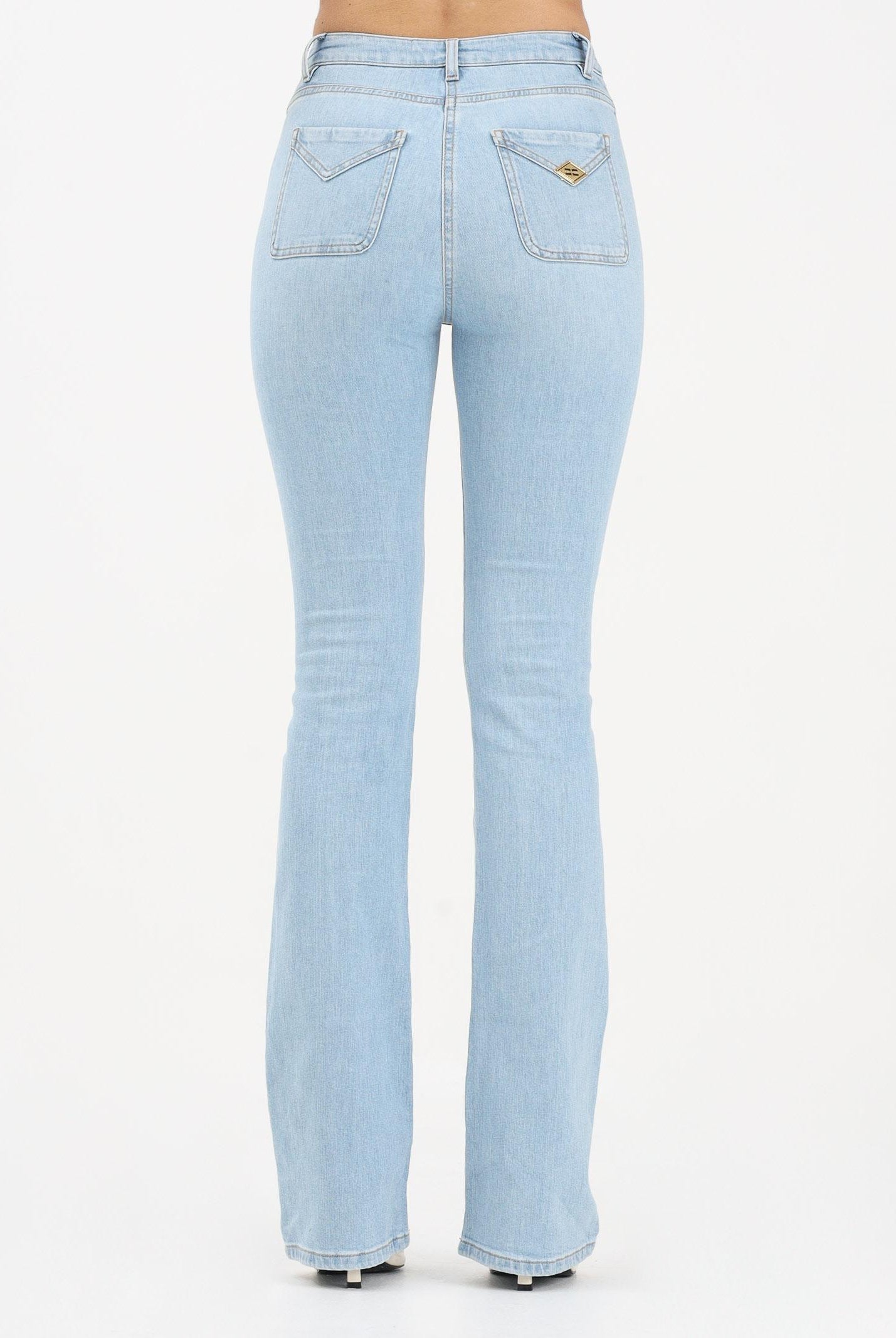 ELISABETTA FRANCHI Jeans in denim chiaro da donna con costruzione a zampetta PJ24N61E2 192 ELISABETTA FRANCHI