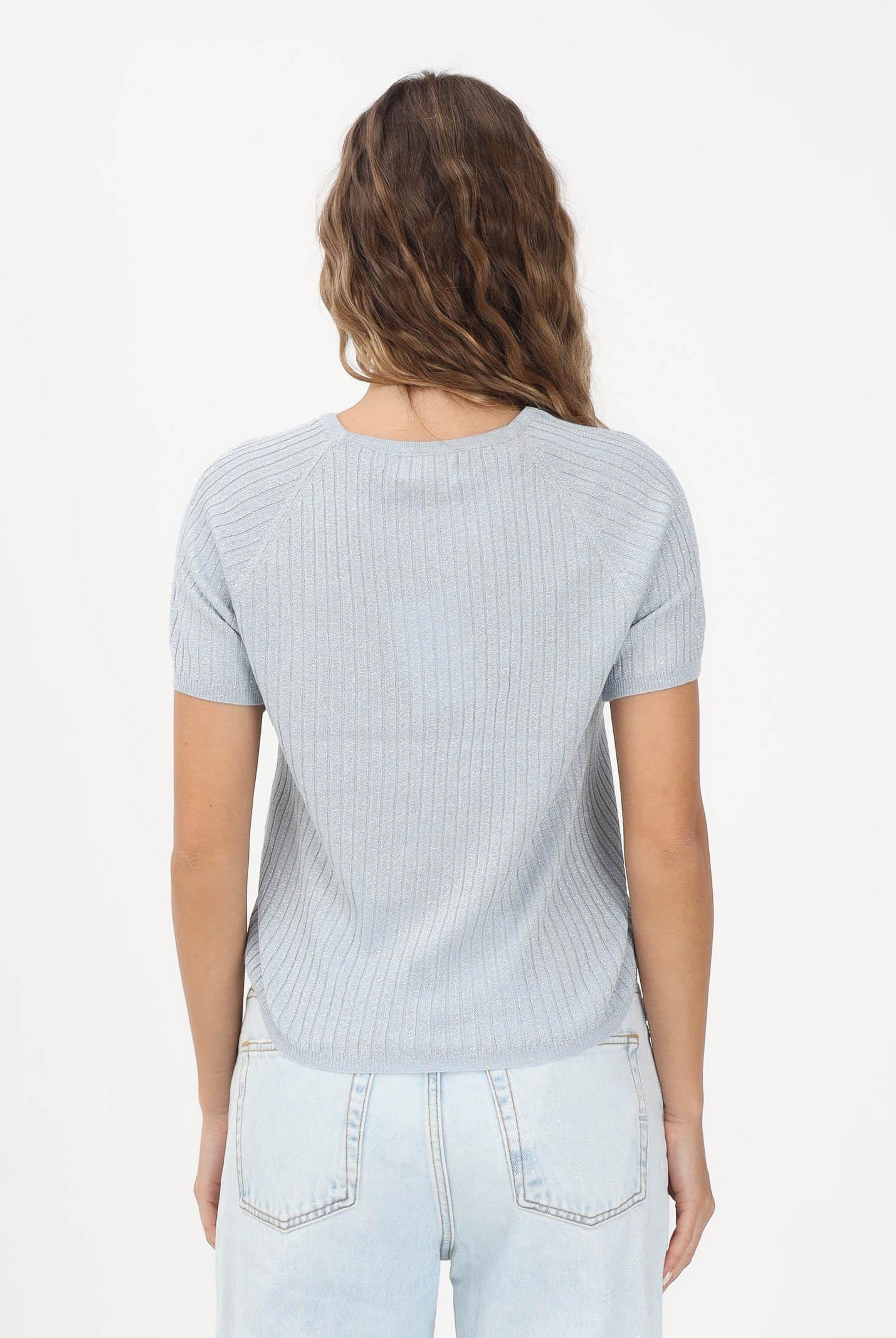 JDY Maglia girocollo azzurra da donna in filo 15334641 CABLW JDY