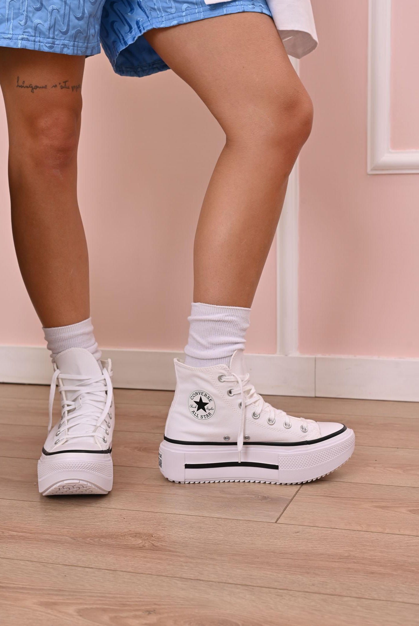 CONVERSE Sneakers Chuck Taylor All Star Lift Double Stack bianche da donna A12976C . CONVERSE