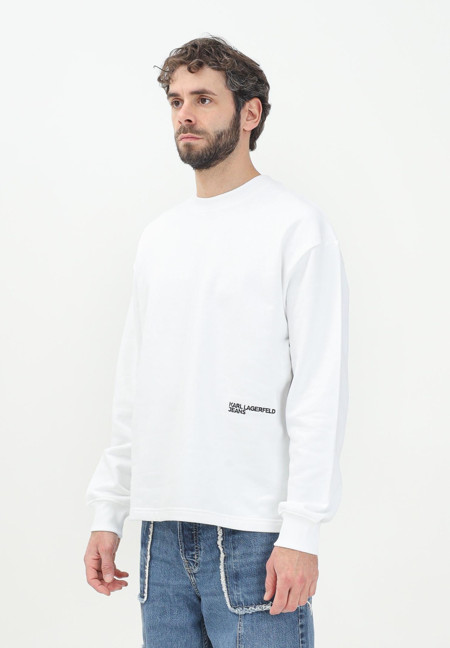 KARL LAGERFELD Felpa girocollo bianca da uomo con stampa Karl Lagerfeld KLA1M20070 100 KARL LAGERFELD
