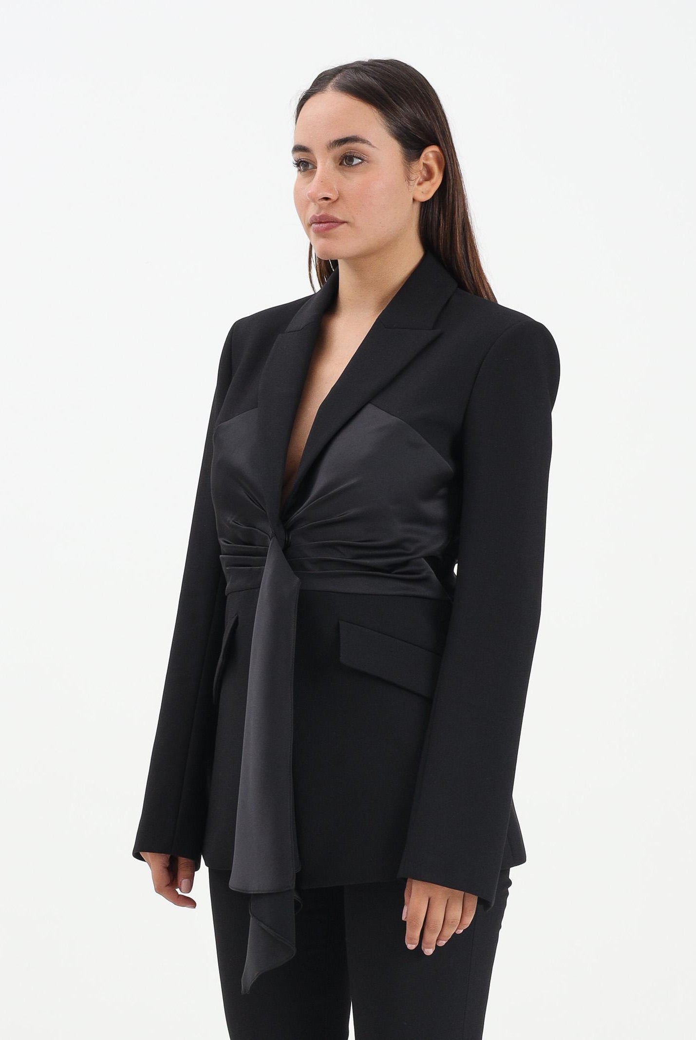 PATRIZIA PEPE Giacca nera da donna con drappeggio 2S1541A663 K103 PATRIZIA PEPE