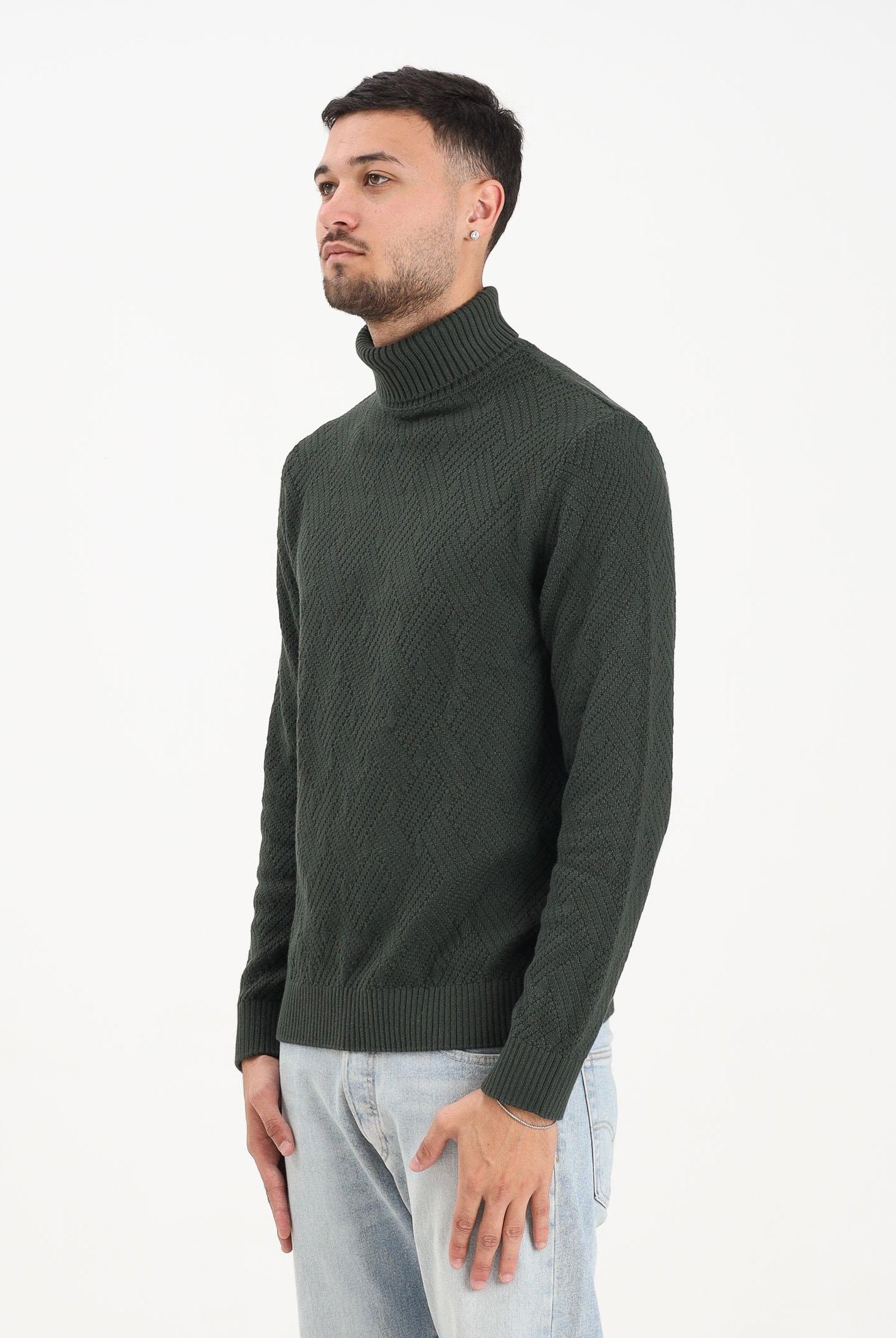 SELECTED HOMME Maglioncino a collo alto verde bosco da uomo 16098329 DeepForest SELECTED HOMME