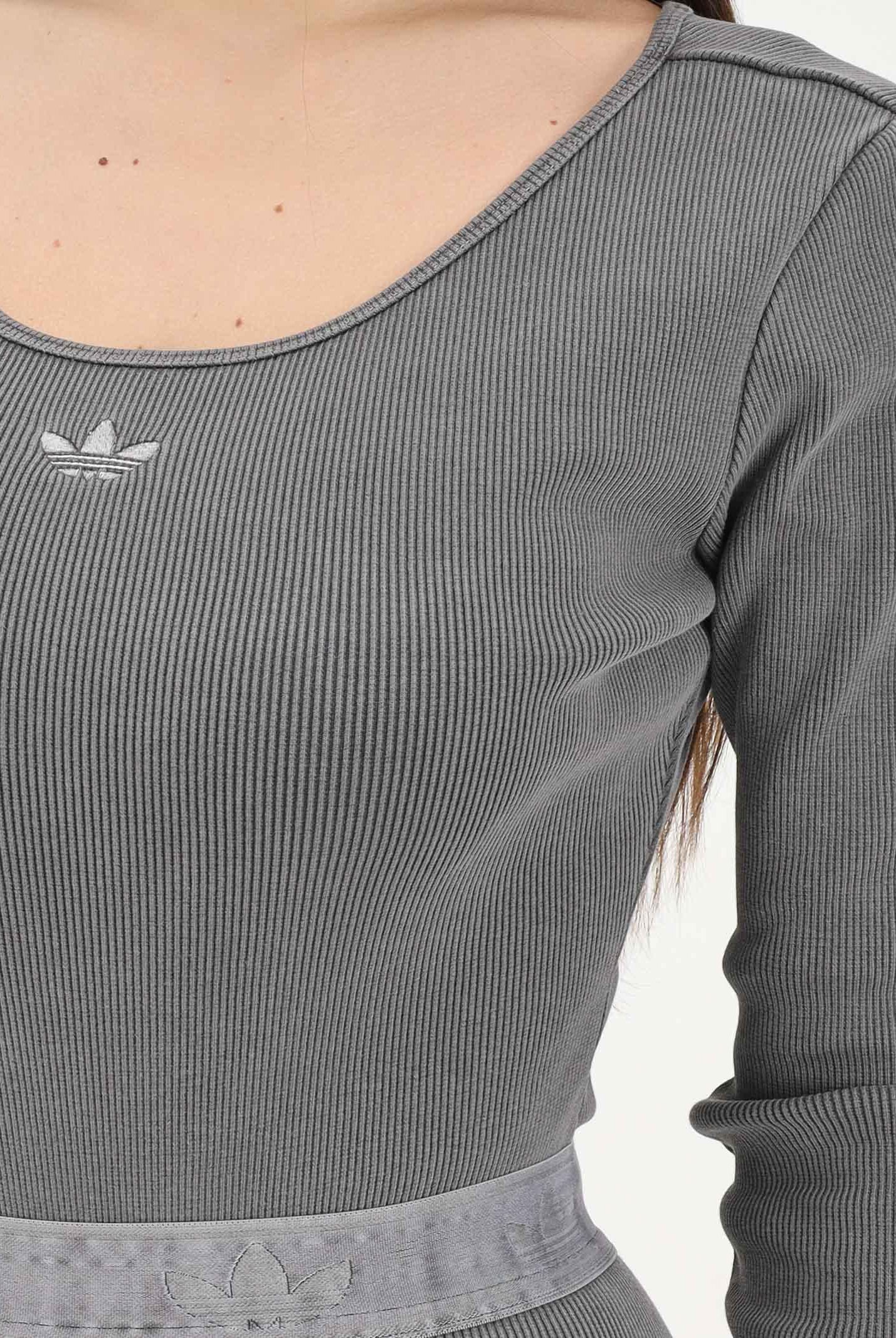 ADIDAS ORIGINALS Body a manica lunga ESSENTIALS RIB WASHED grigio da donna KE1121 . ADIDAS ORIGINALS