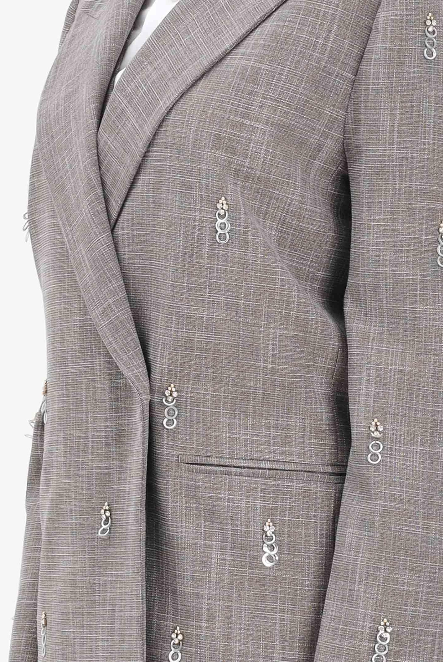 SIMONA CORSELLINI Giacca grigia da donna con applicazioni metalliche A25CPGI00301-C00232 V0000 SIMONA CORSELLINI