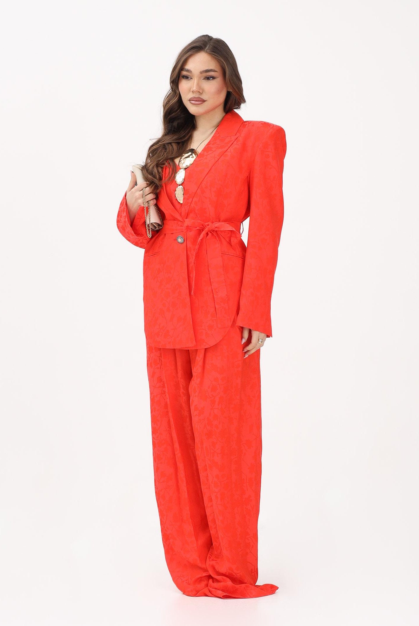 PINKO Pantalone arancione da donna in jacquard floreale 106802A3AN A99 PINKO