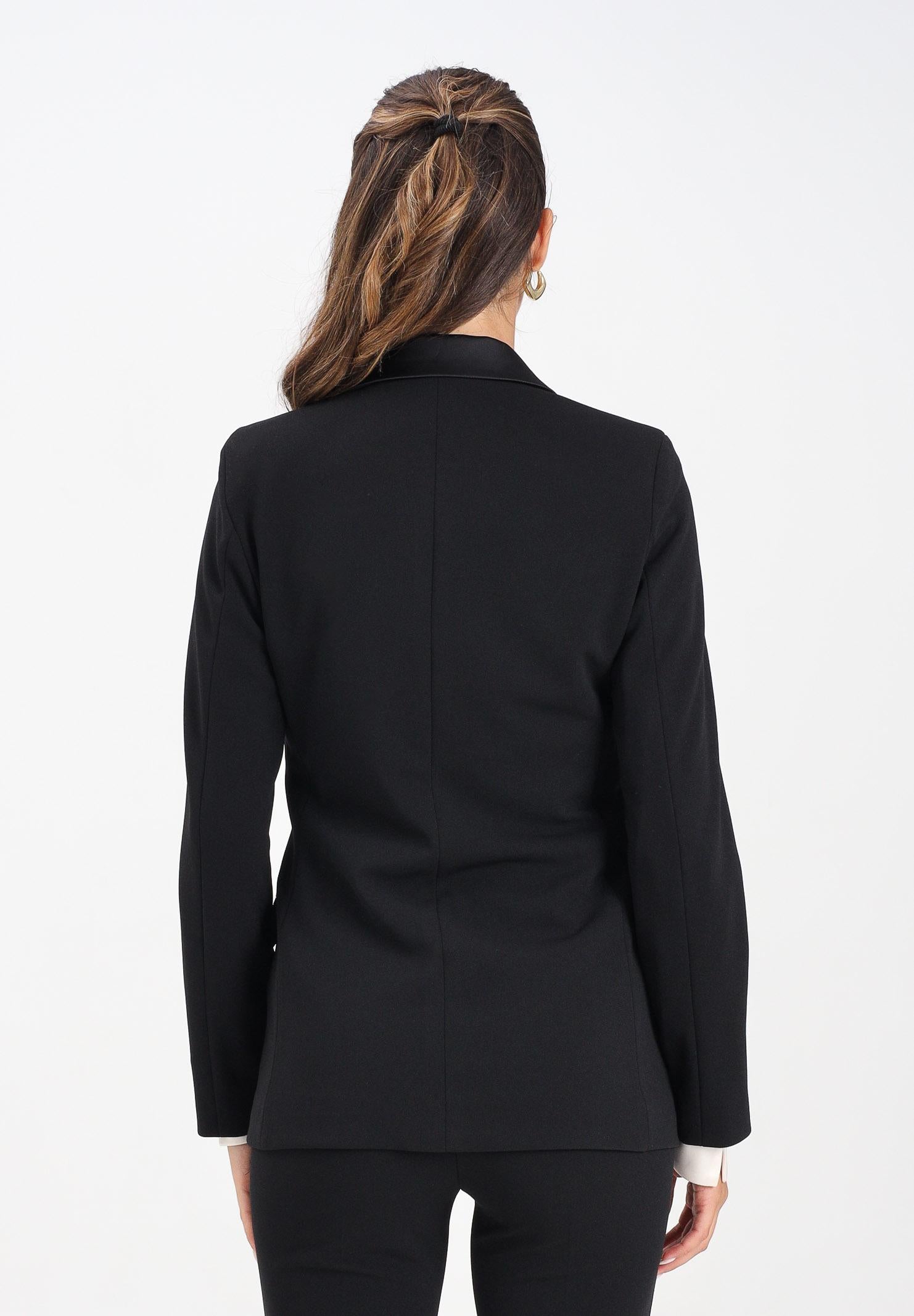 VICOLO Giacca doppiopetto nera da donna con rever in raso TF0307 A99 VICOLO