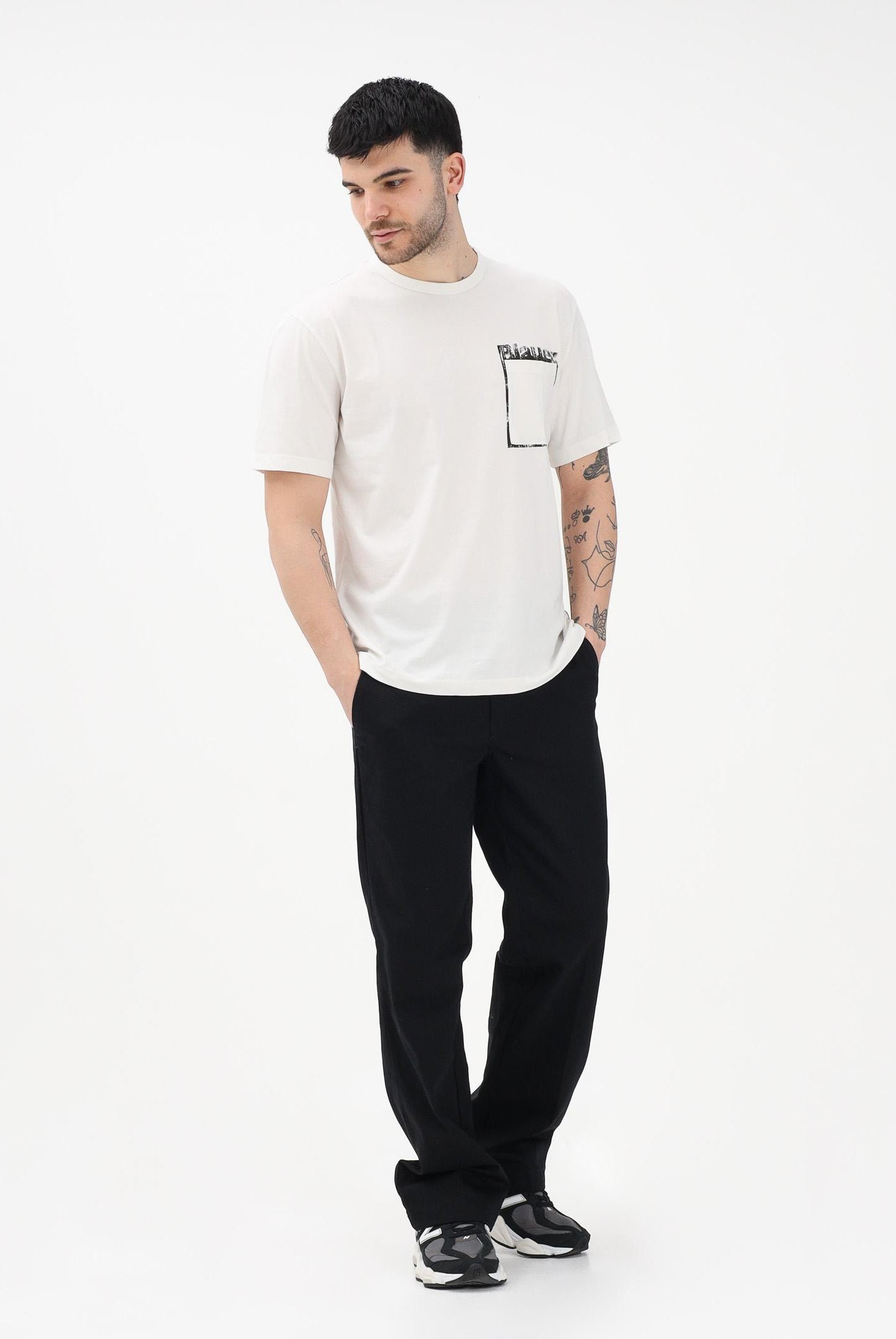 BLAUER T-shirt a manica corta panna da uomo con stampa grafica 26SBLUH02069-007439 102 BLAUER