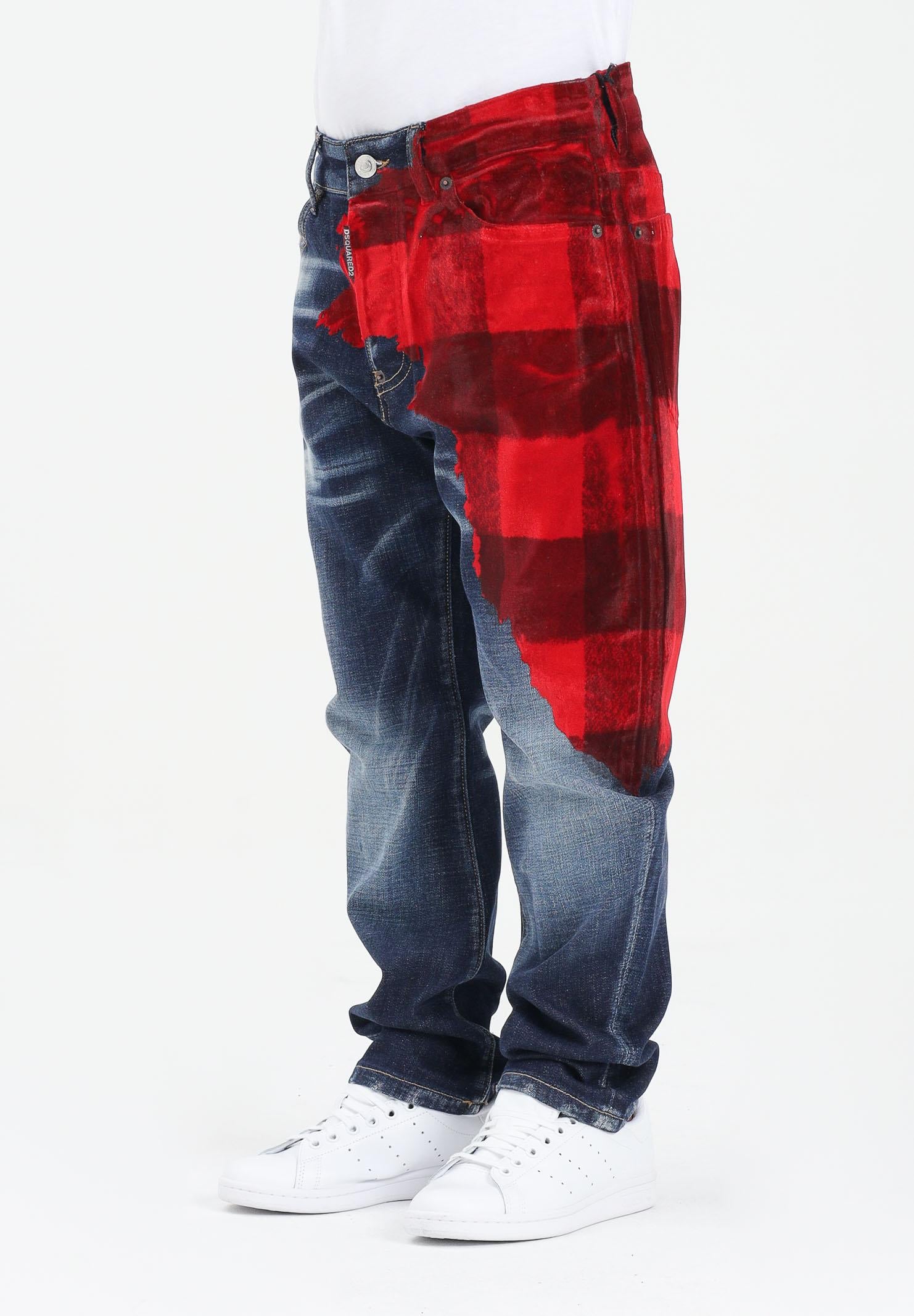 DSQUARED2 Jeans per donna, ragazzi e bambini in denim blu sfumato con stampa digitale DQ3101D0AEK DQ01 DSQUARED2