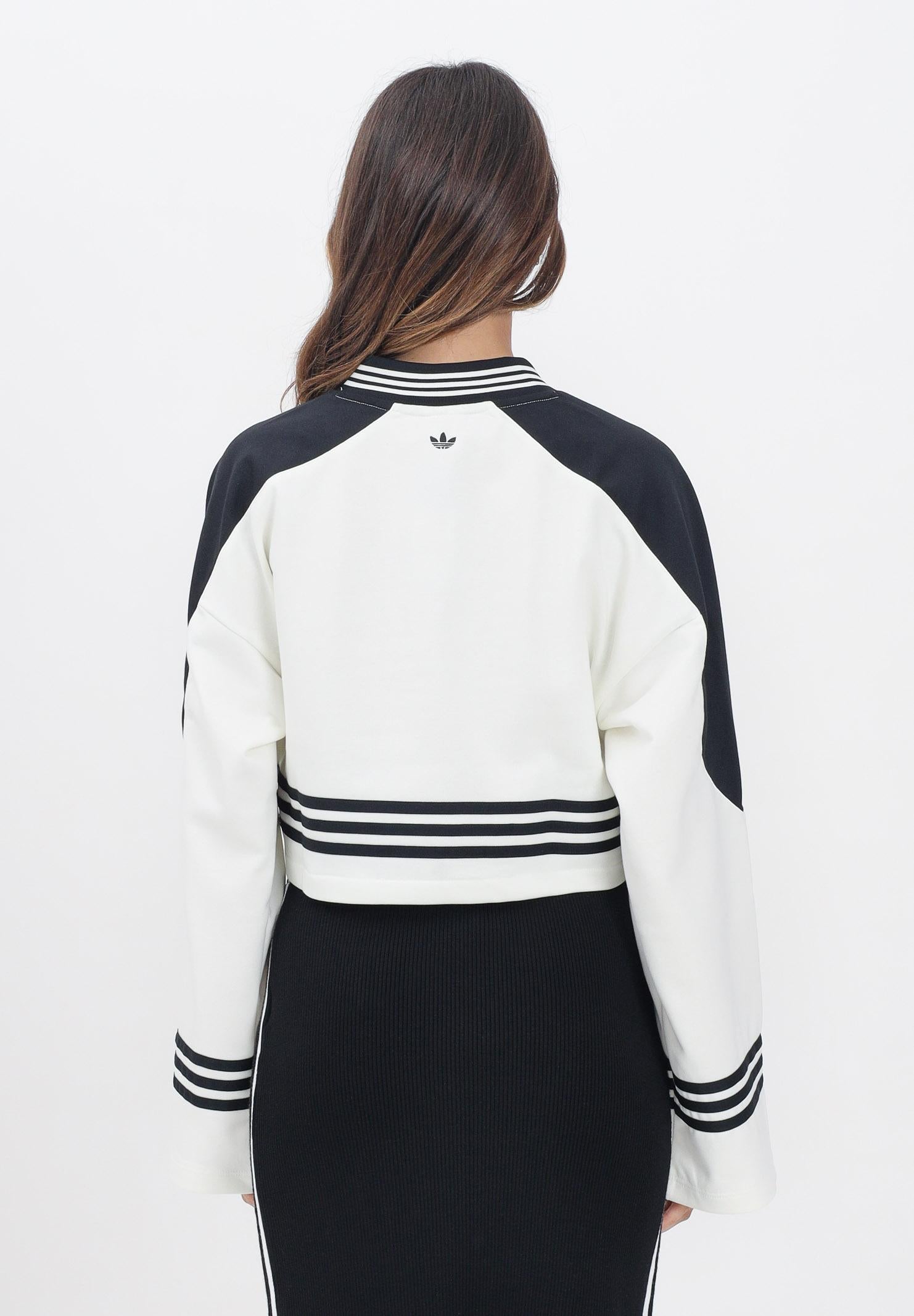 ADIDAS ORIGINALS Felpa Blocking Crewneck avorio e nera da donna JX7597 ADIDAS ORIGINALS