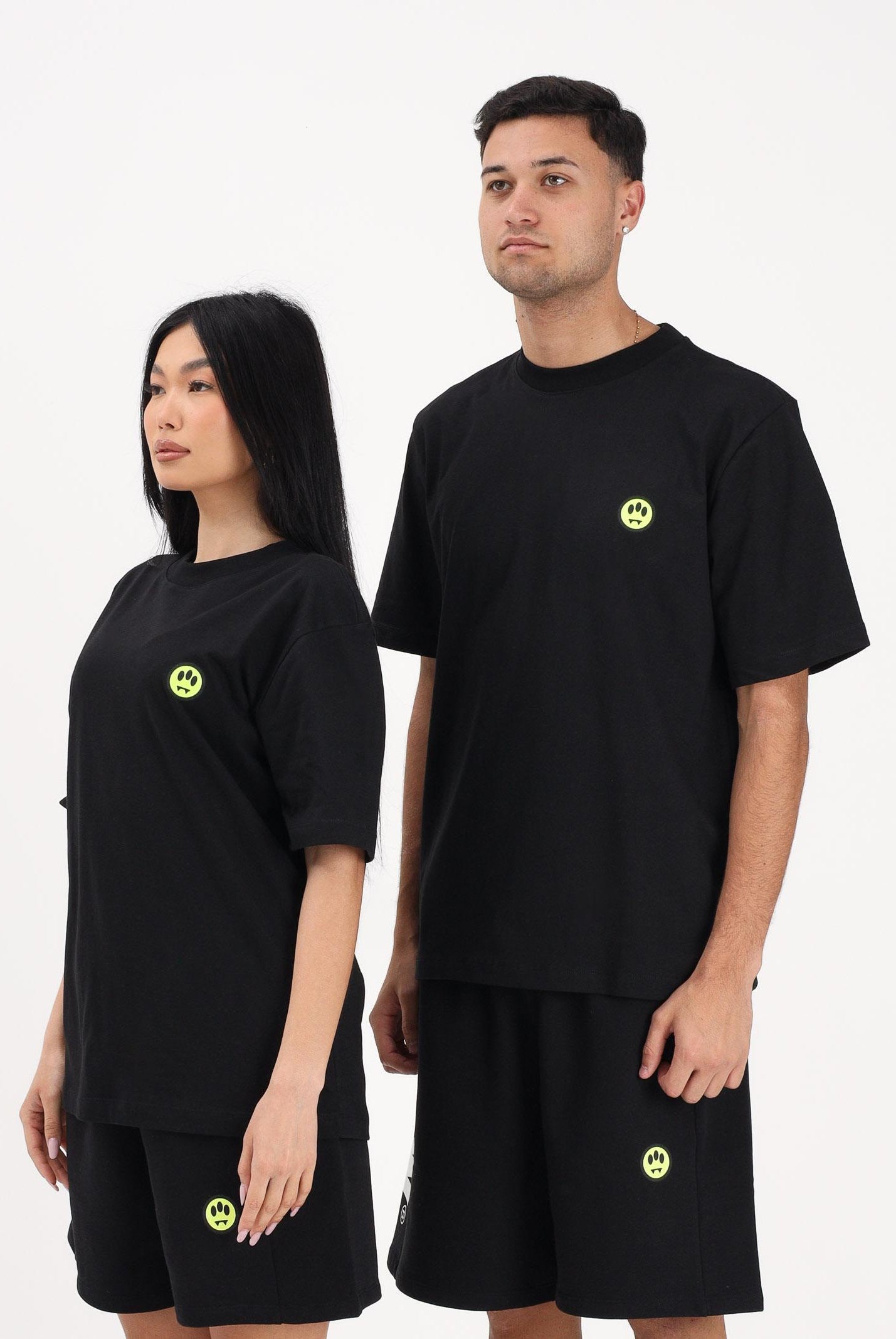 BARROW T-shirt a manica corta nera per uomo e donna con stampa sul retro S6BWUATH003 11006 BARROW