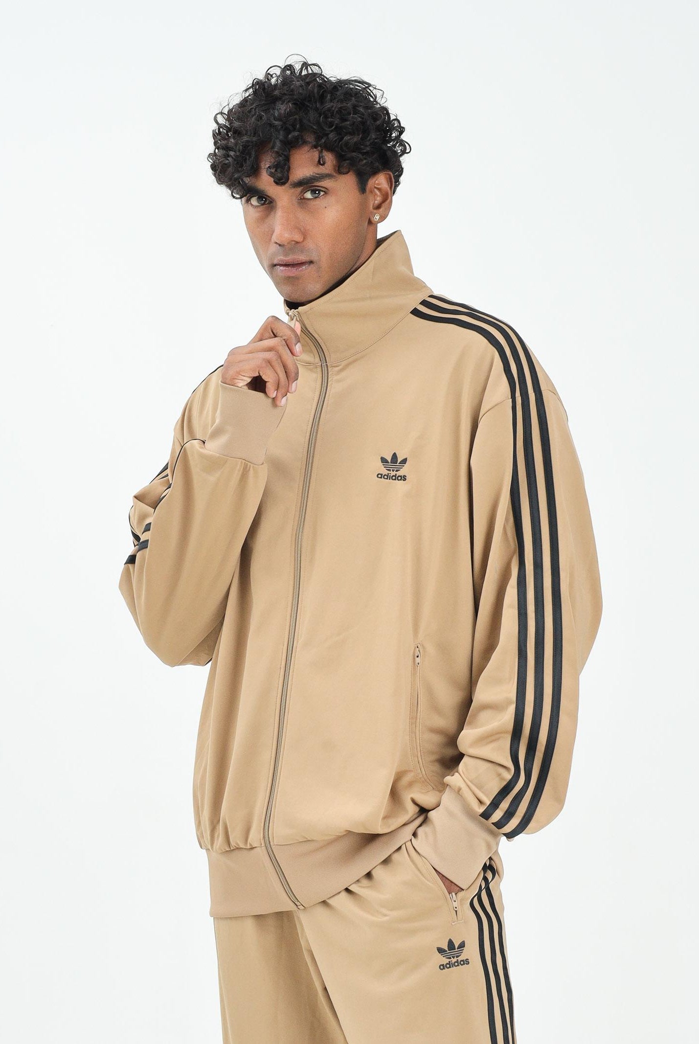 ADIDAS ORIGINALS Felpa con zip adicolor Classics Firebird beige da uomo JY6366 ADIDAS ORIGINALS