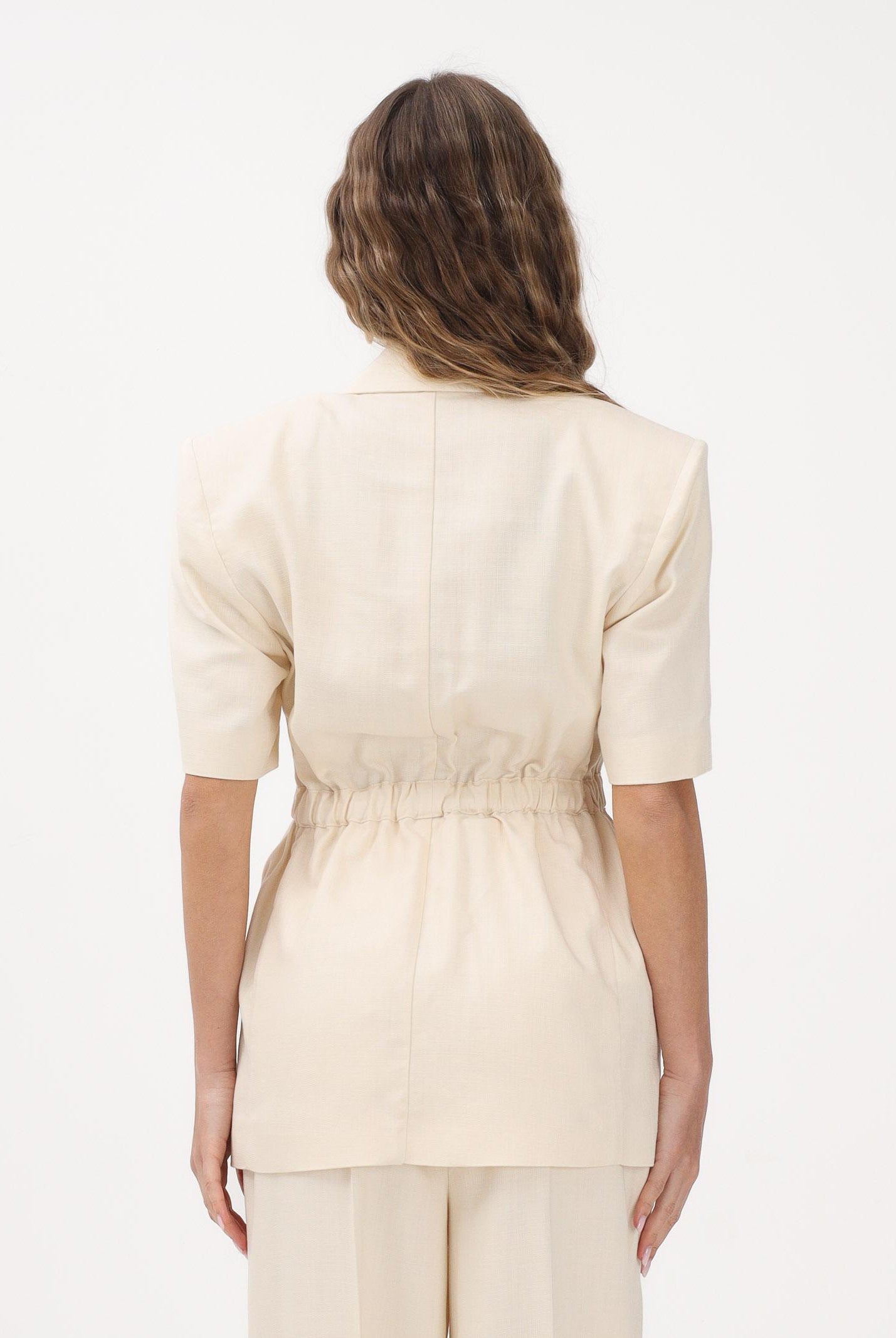 PINKO Giacca a manica corta panna da donna con vita elasticizzata<BR/> 106912A2W6 C00 PINKO