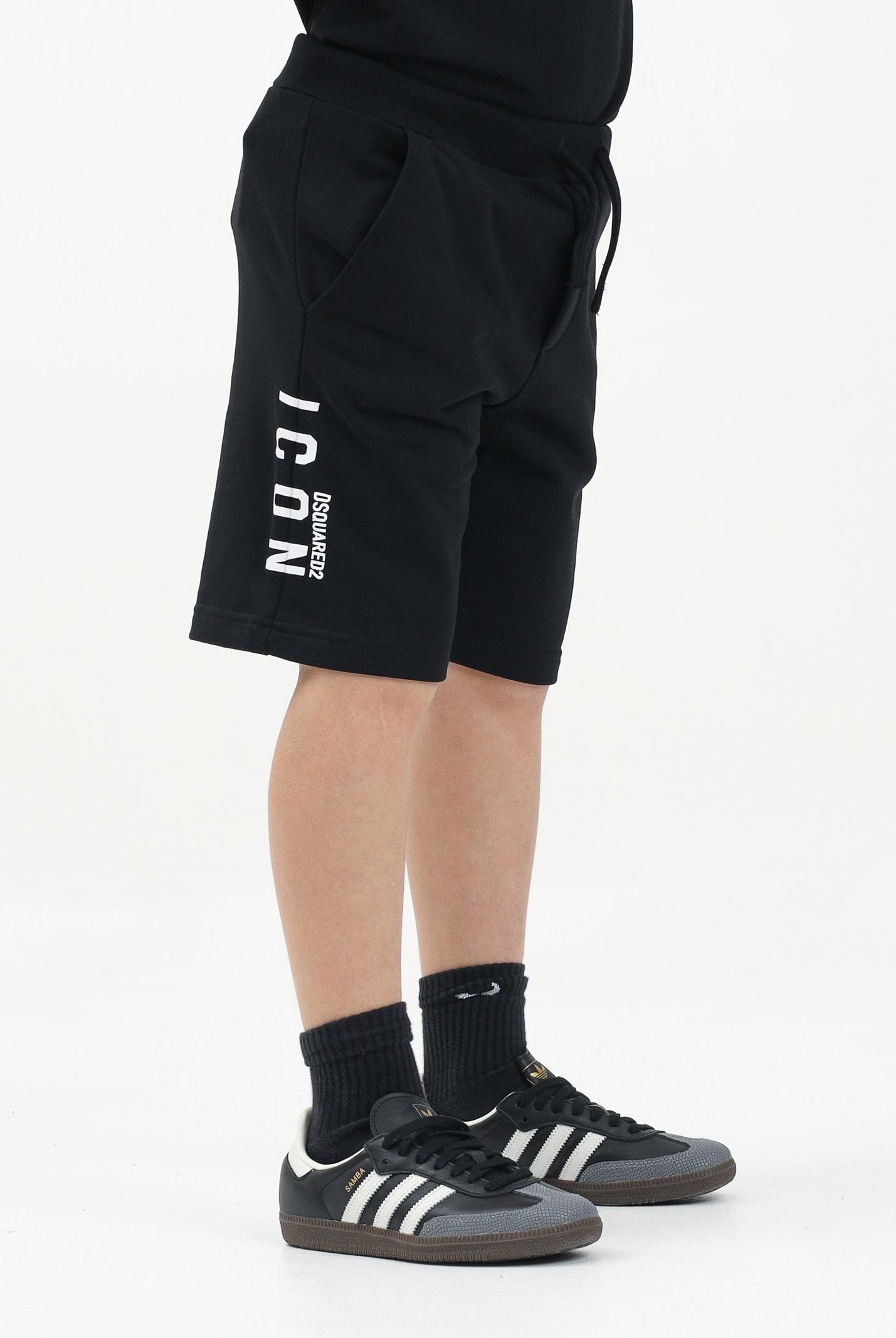 DSQUARED2 Shorts sportivo nero per donna, ragazzi e bambini con stampa logo DQ2930D0094 DQ900 DSQUARED2