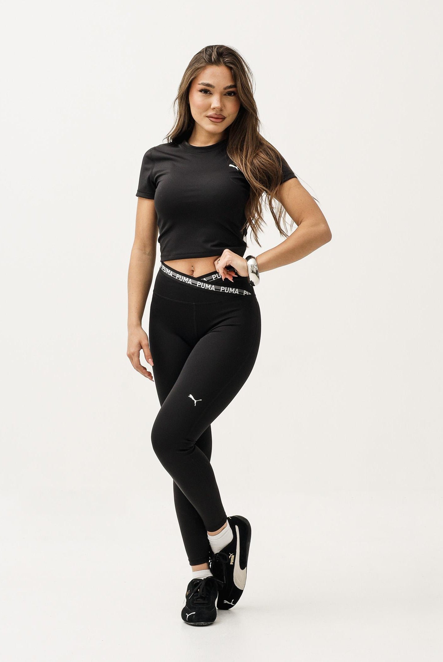 PUMA Leggings W STRONG CROSS FRONT TIGHT 7/8 nero da donna 528498 01 PUMA