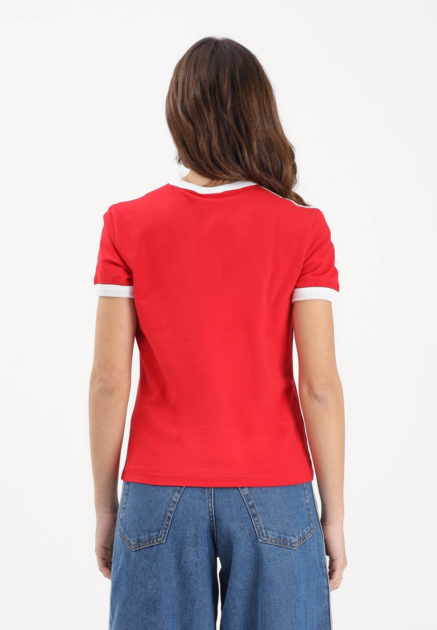 ADIDAS ORIGINALS T-shirt a manica corta 3 STRIPES SLIM rossa da donna KD3676 . ADIDAS ORIGINALS