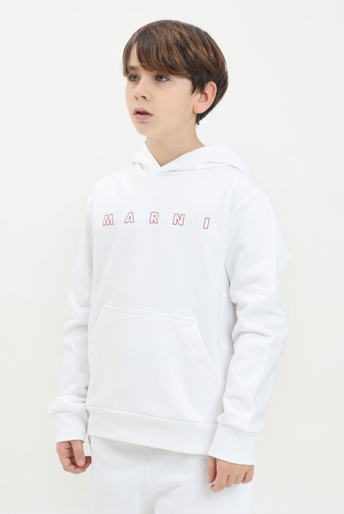 MARNI Felpa con cappuccio bianca per donna, ragazzi e bambini rifinita da stampa logo M01407M00V0 0M100 MARNI