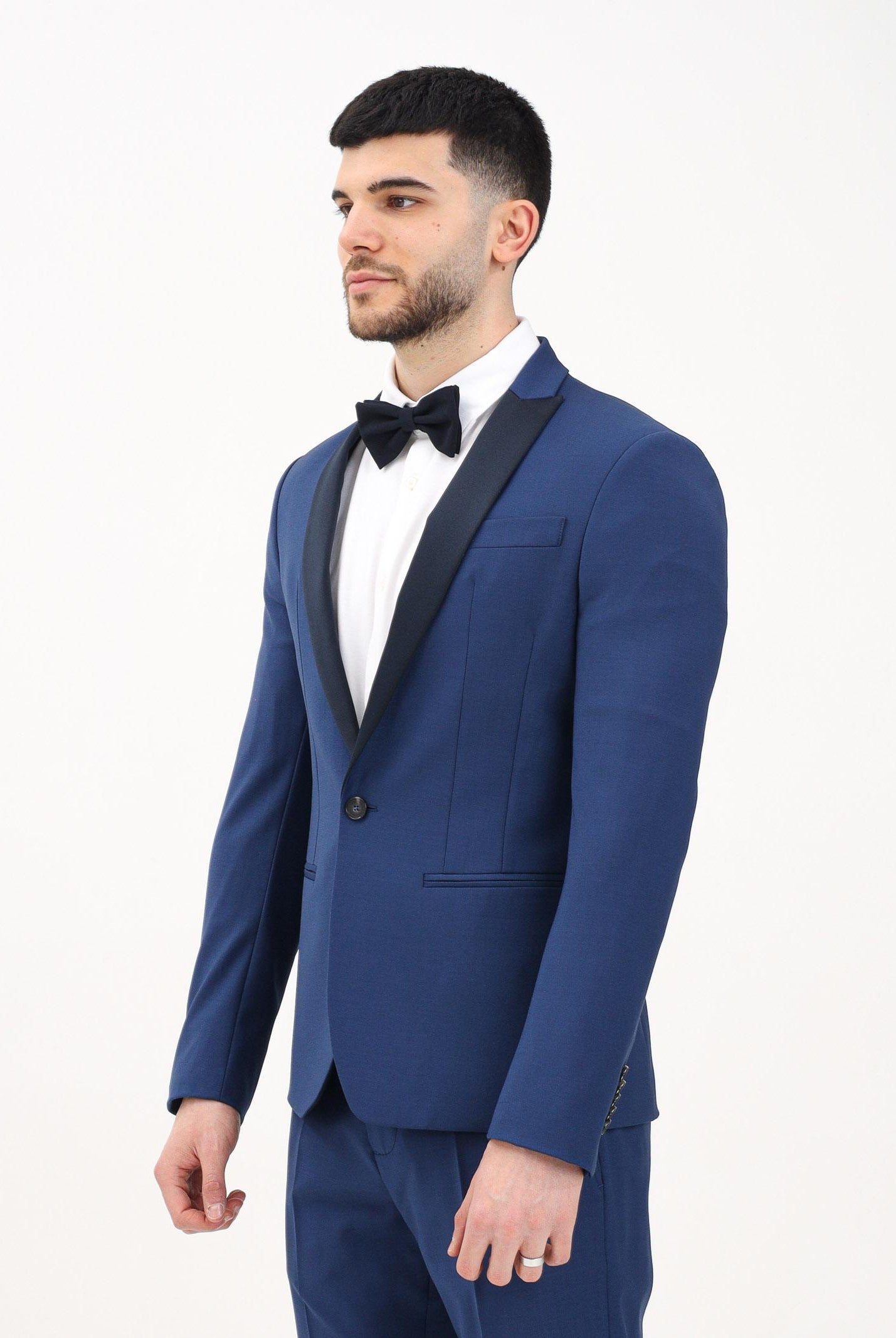 PATRIZIA PEPE Giacca smoking blu da uomo con revrs in raso 5SB661A590 CA57 PATRIZIA PEPE