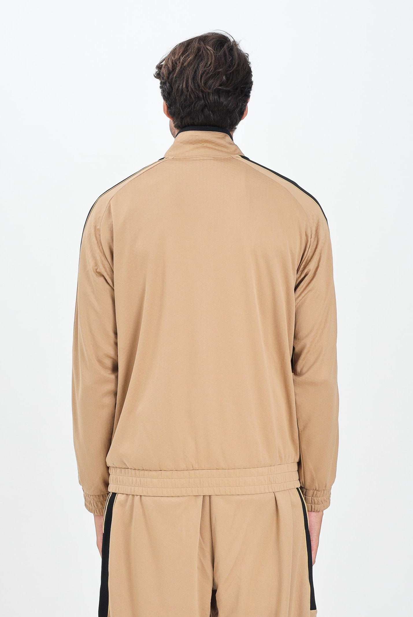 EA7 Felpa con zip beige da uomo rifinita da logo e bande laterali a contrasto 7M000620AF17089 U6171 EA7