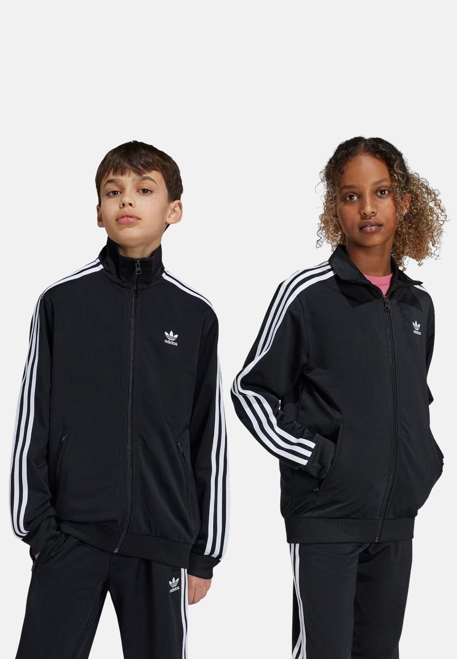 ADIDAS ORIGINALS Felpa con zip FIREBIRD LOOSE nera per bambino e bambina KE0892 . ADIDAS ORIGINALS