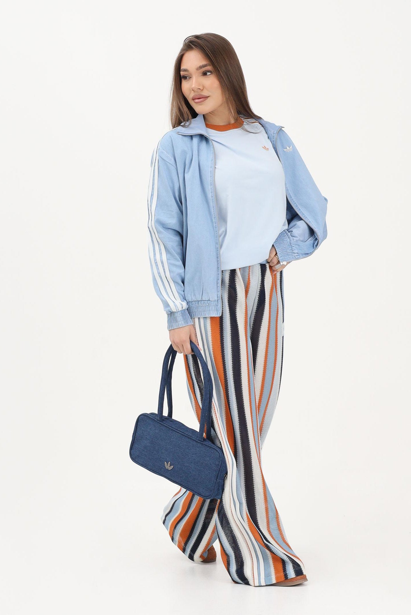 ADIDAS ORIGINALS Giacca SUMMER GLOW LIGHT DENIM FIREBIRD in denim chiaro da donna KW8757 . ADIDAS ORIGINALS