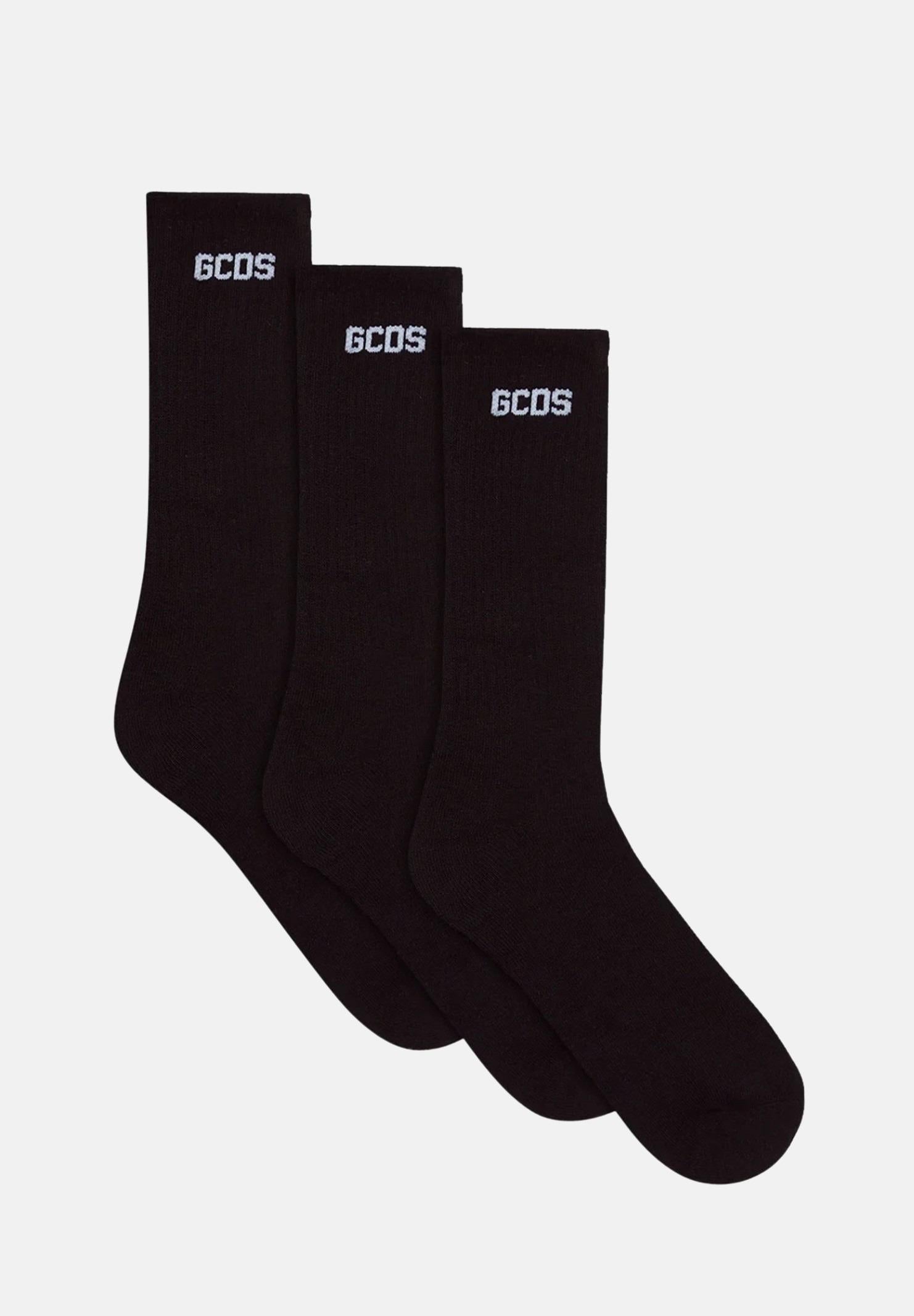 GCDS Calzini (3paia) neri per uomo e donna con logo A2EU3801UW1 99 GCDS