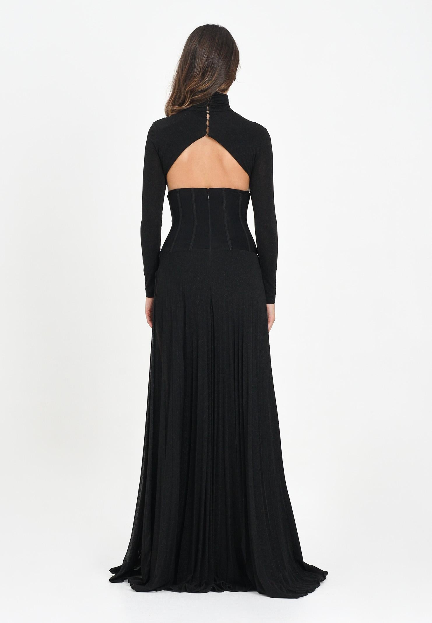 ELISABETTA FRANCHI Abito lungo nero da donna in jersey lurex ABR1256E2 110 ELISABETTA FRANCHI