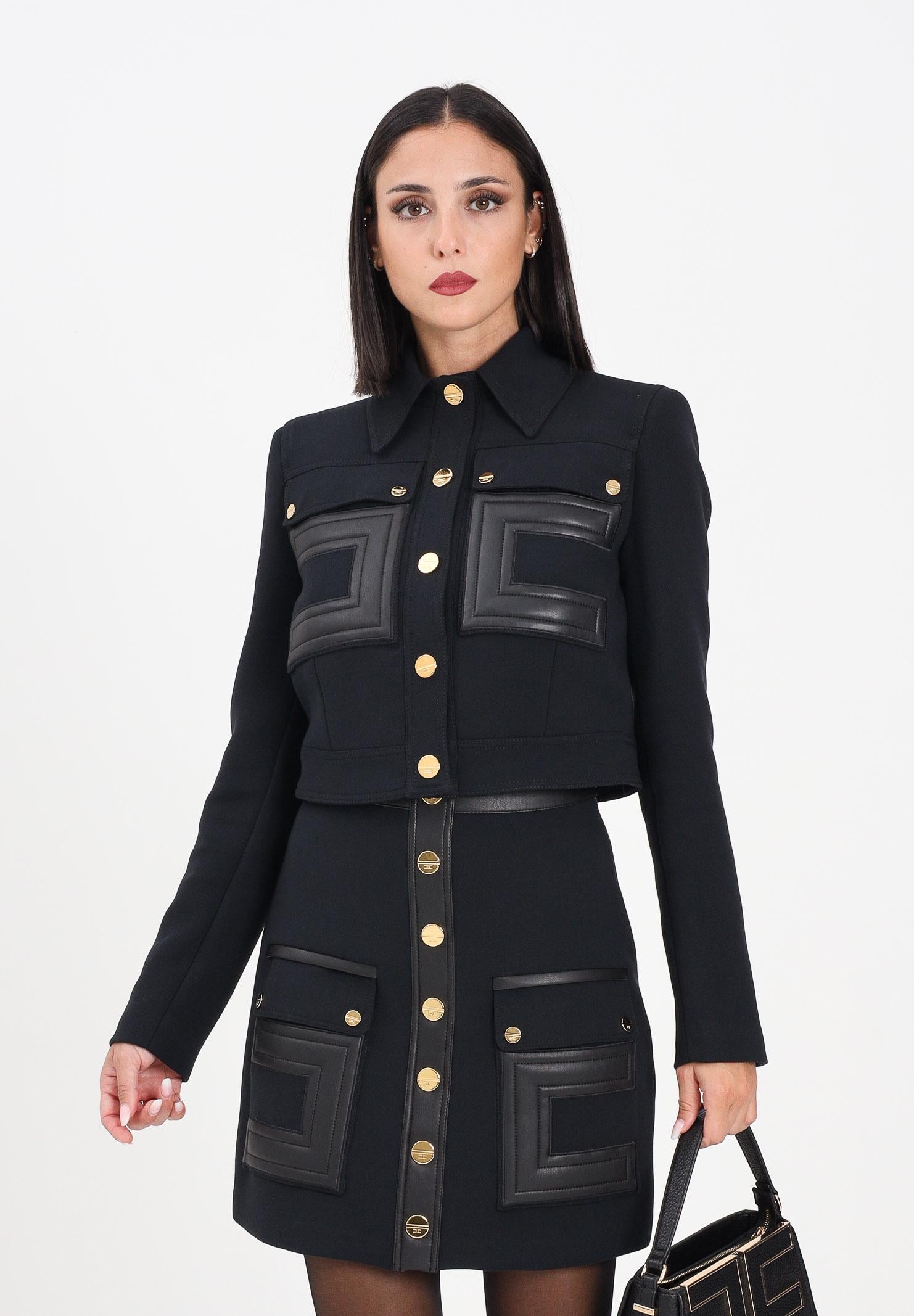 ELISABETTA FRANCHI Giacca nero da donna con dettagli logo<BR/> GI15957E2 110 ELISABETTA FRANCHI