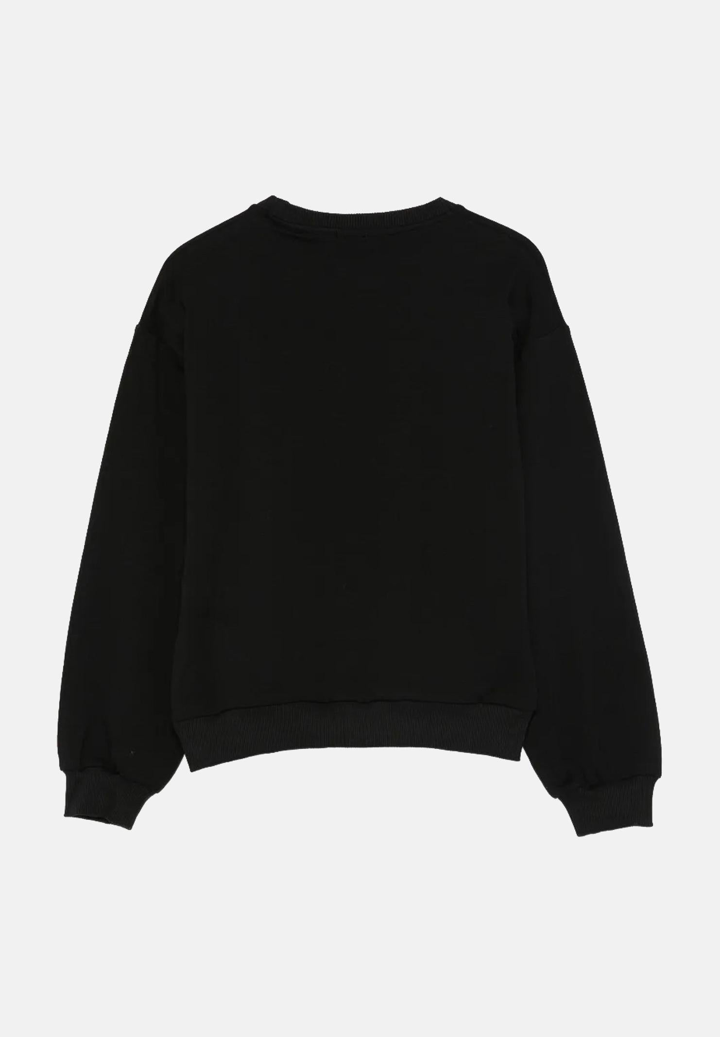 GCDS Felpa girocollo nera da bambina con stampa TI AMO GCDS B2KW1532BA5 99 GCDS