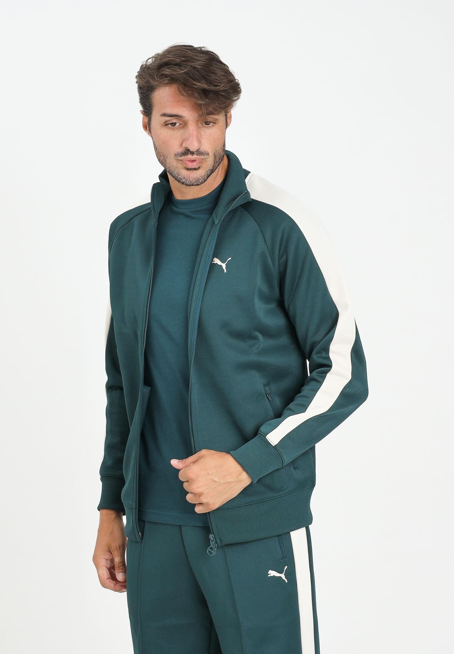 PUMA Felpa con zip T7 ALWAYS ON verde petrolio da uomo 629587 75 PUMA
