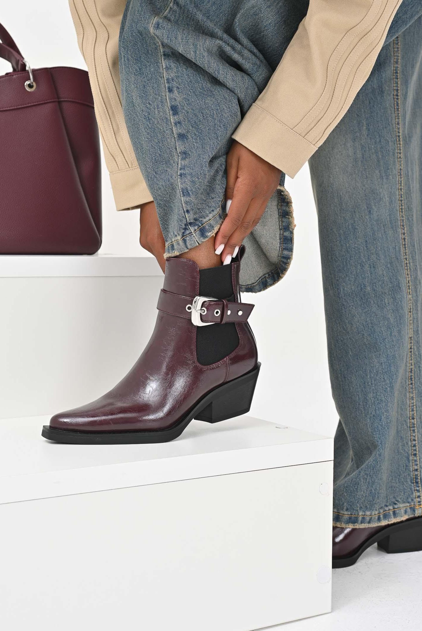 ONLY Stivaletti bordeaux da donna 15356360 Burgundy ONLY