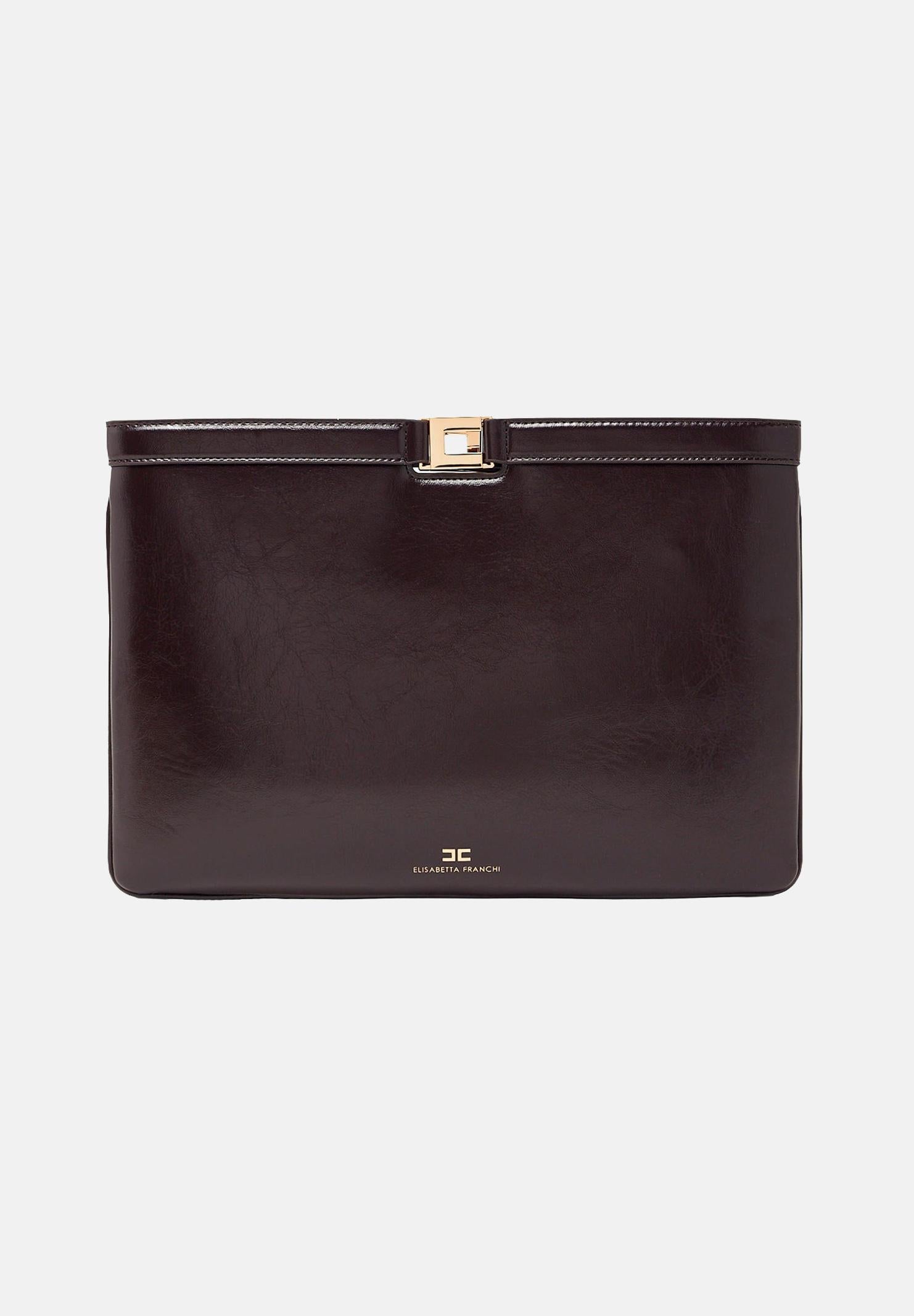 ELISABETTA FRANCHI Pochette marrone da donna effetto naplak<BR/> BS18A61E2 EV9 ELISABETTA FRANCHI