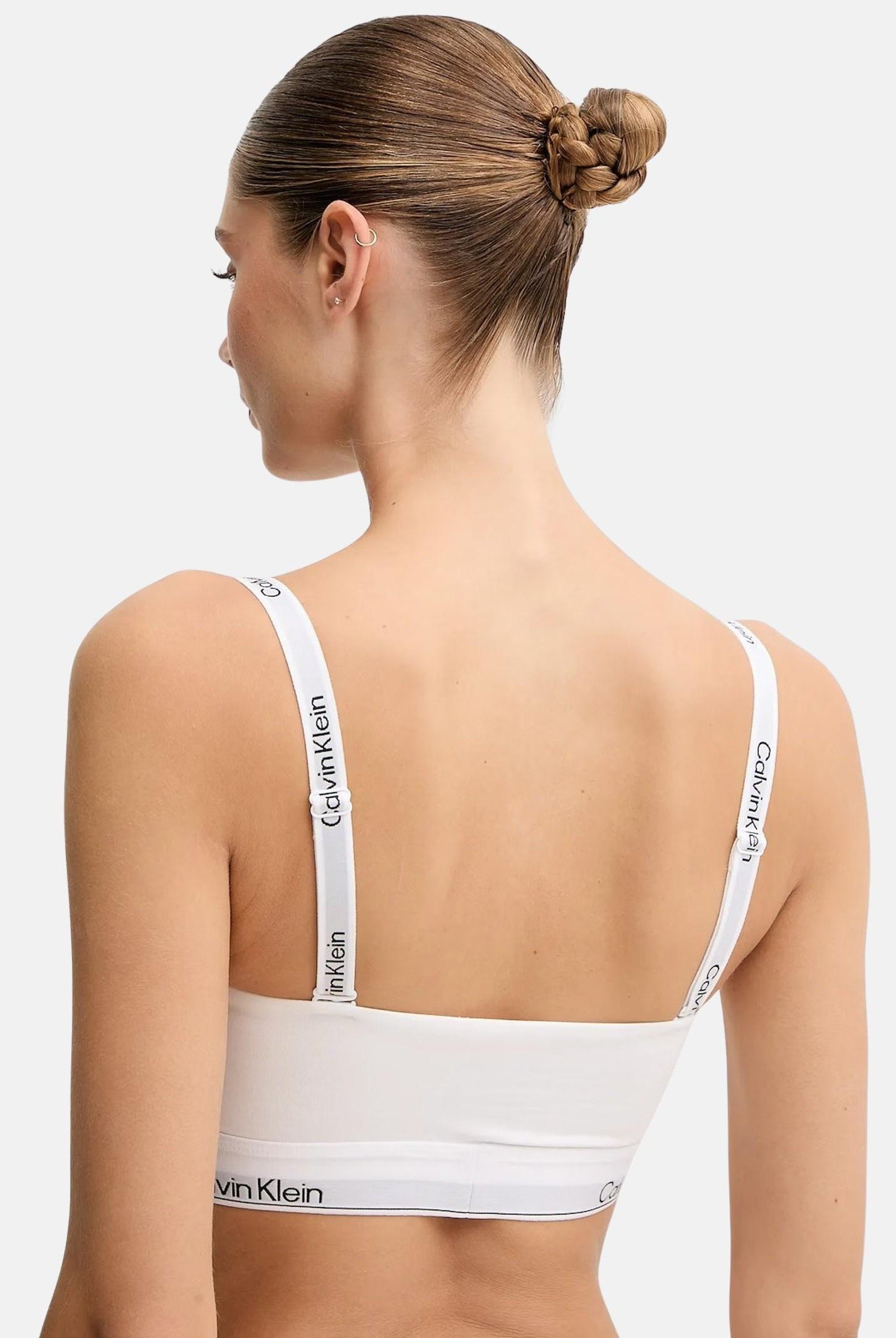 CALVIN KLEIN Bralette bianca da donna con fascia logata LV00QF8497 100 CALVIN KLEIN