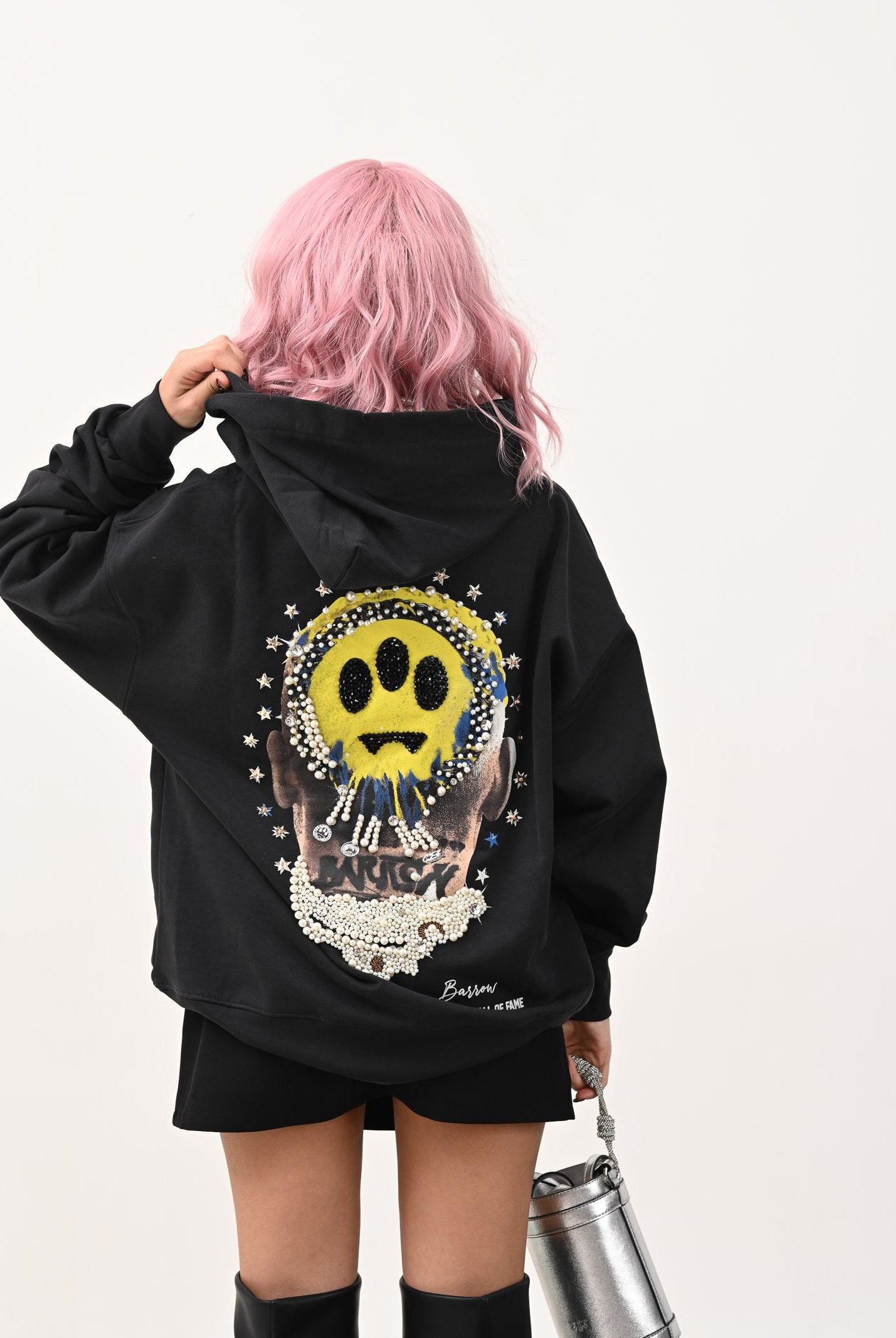 BARROW Felpa con cappuccio grigia per uomo e donna caratterizzata da maxi stampa sul retro F5BWUAHS125 251 BARROW