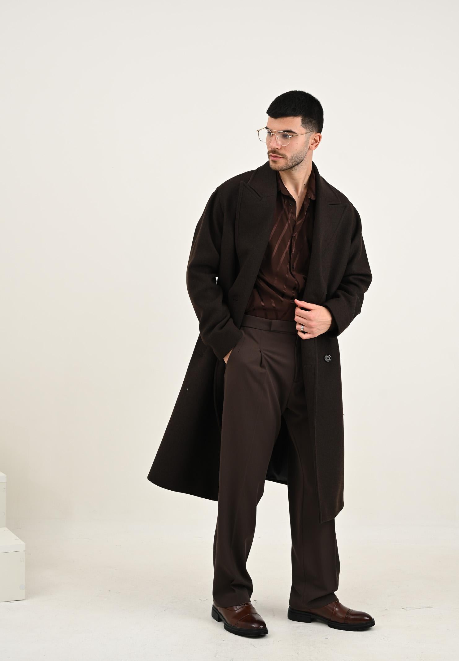 SELECTED HOMME Cappotto lungo marrone da uomo 16098258 Delicioso SELECTED HOMME