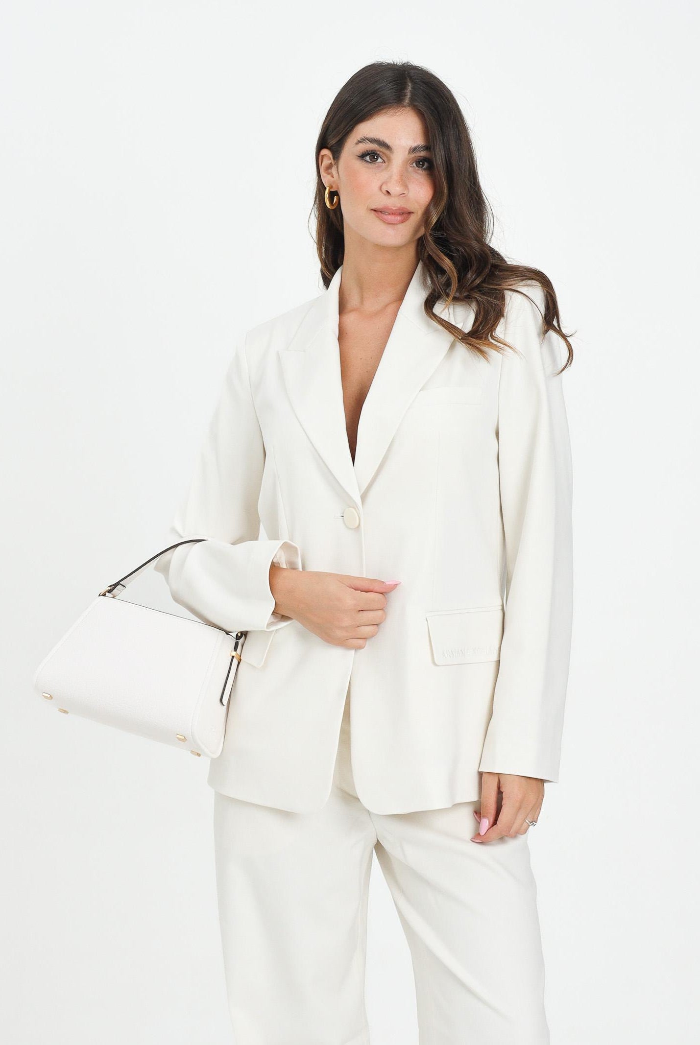 ARMANI EXCHANGE Giacca monopetto panna da donna con ricamo logo XW000659AF16142 U1003 ARMANI EXCHANGE