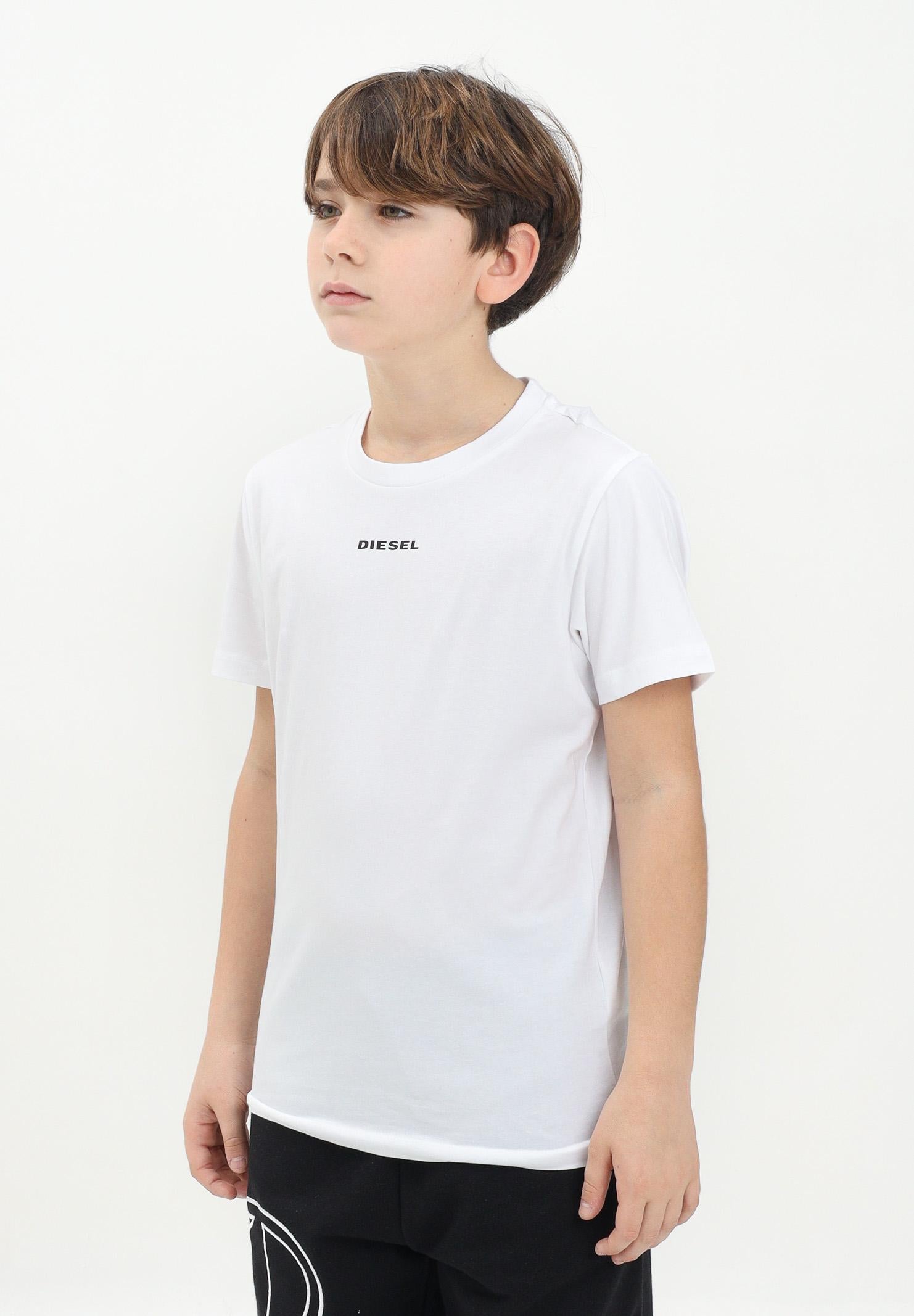 DIESEL T-shirt a manica corta bianca per donna, ragazzi e bambini con logo Diesel J02078KYATR K100 DIESEL