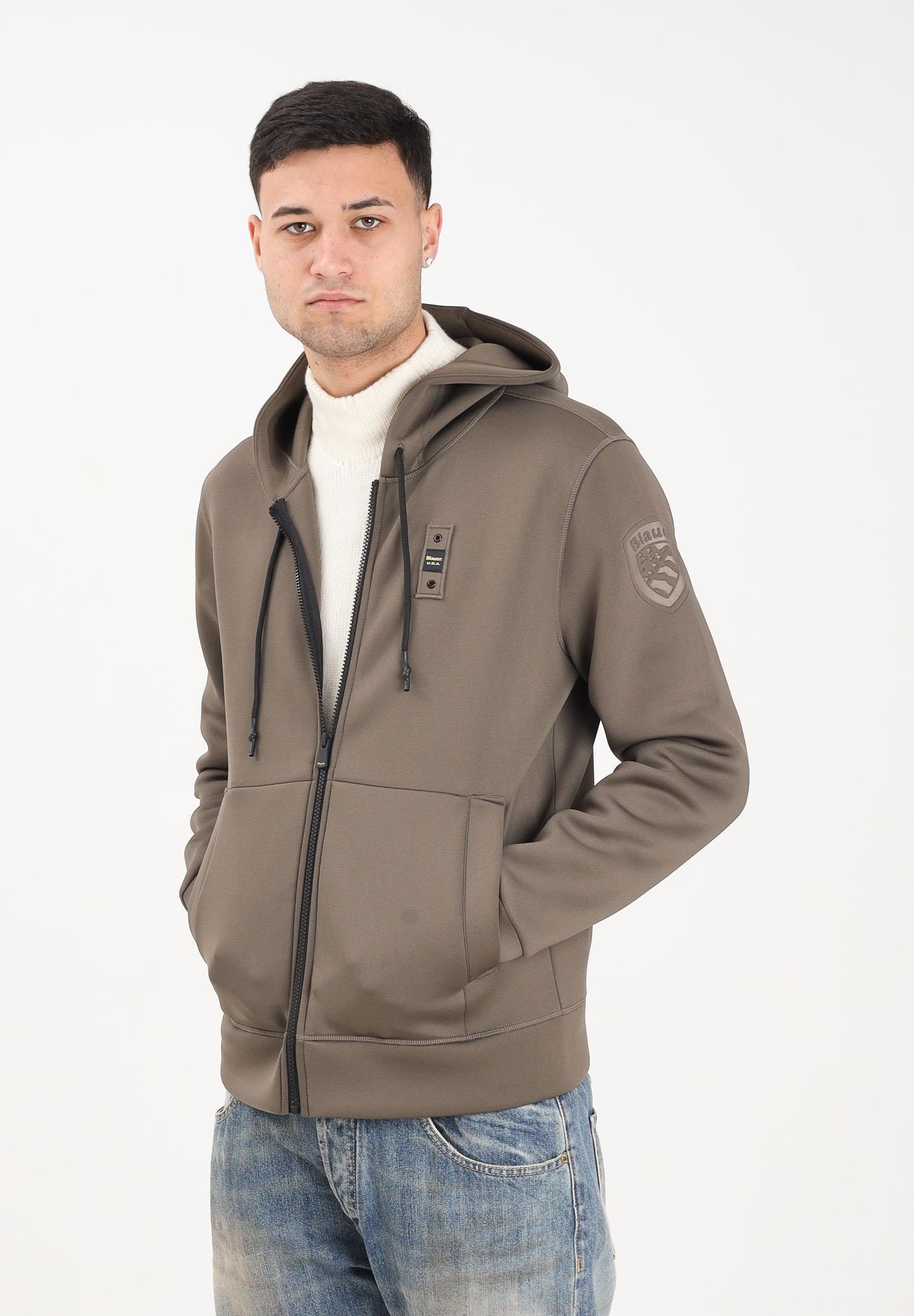 BLAUER Felpa con zip Colby verde bosco da uomo 25WBLUF02093-004745 670 BLAUER