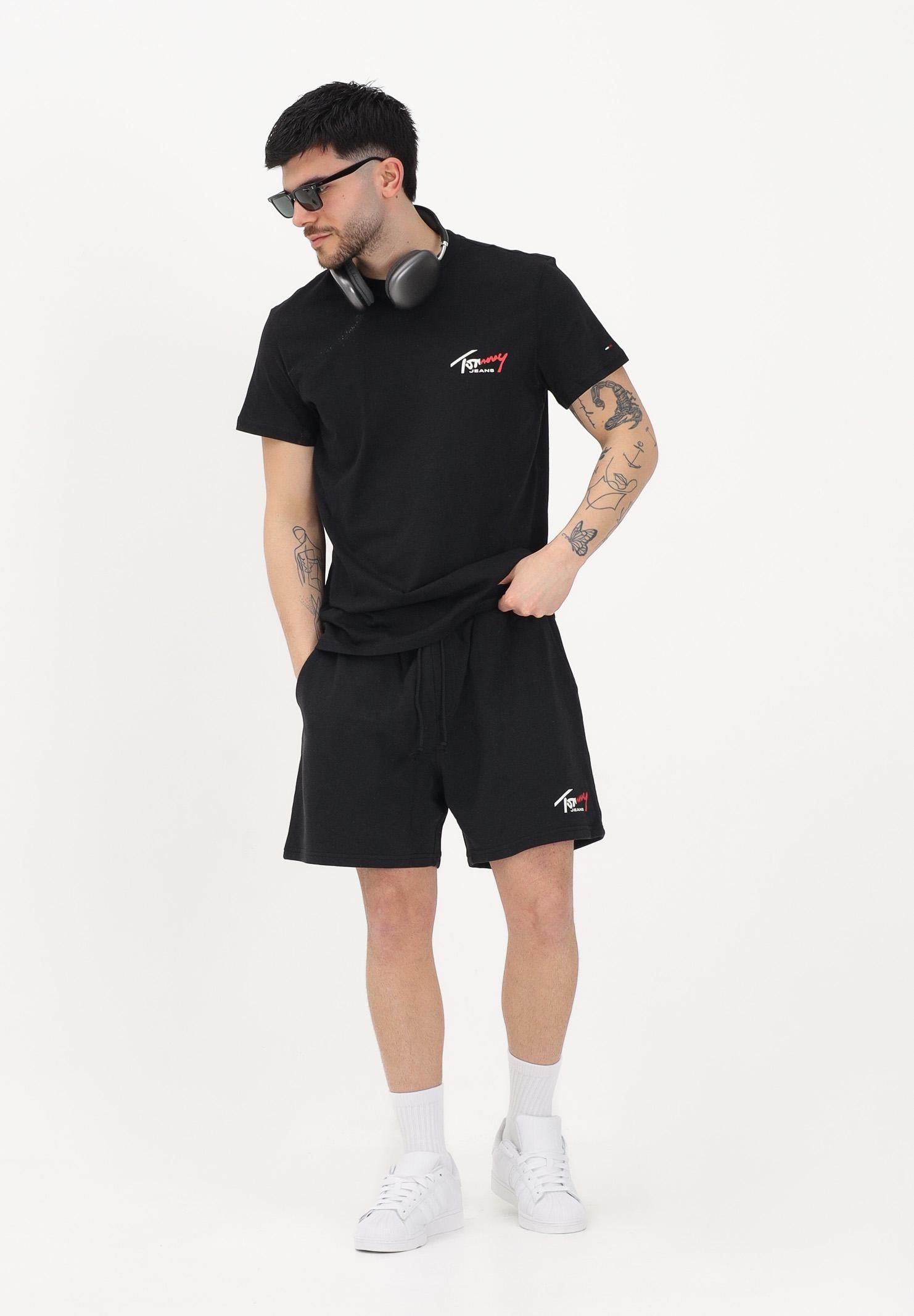 TOMMY JEANS Shorts sportivo nero da uomo con logo DM0DM23017 BDS TOMMY JEANS