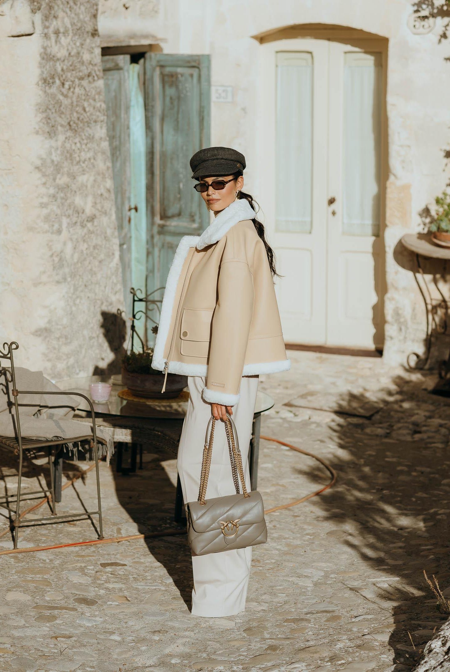 ARMANI EXCHANGE Montone beige da donna con interno e profili in eco-pelliccia XW000713AF16389 U1051 ARMANI EXCHANGE