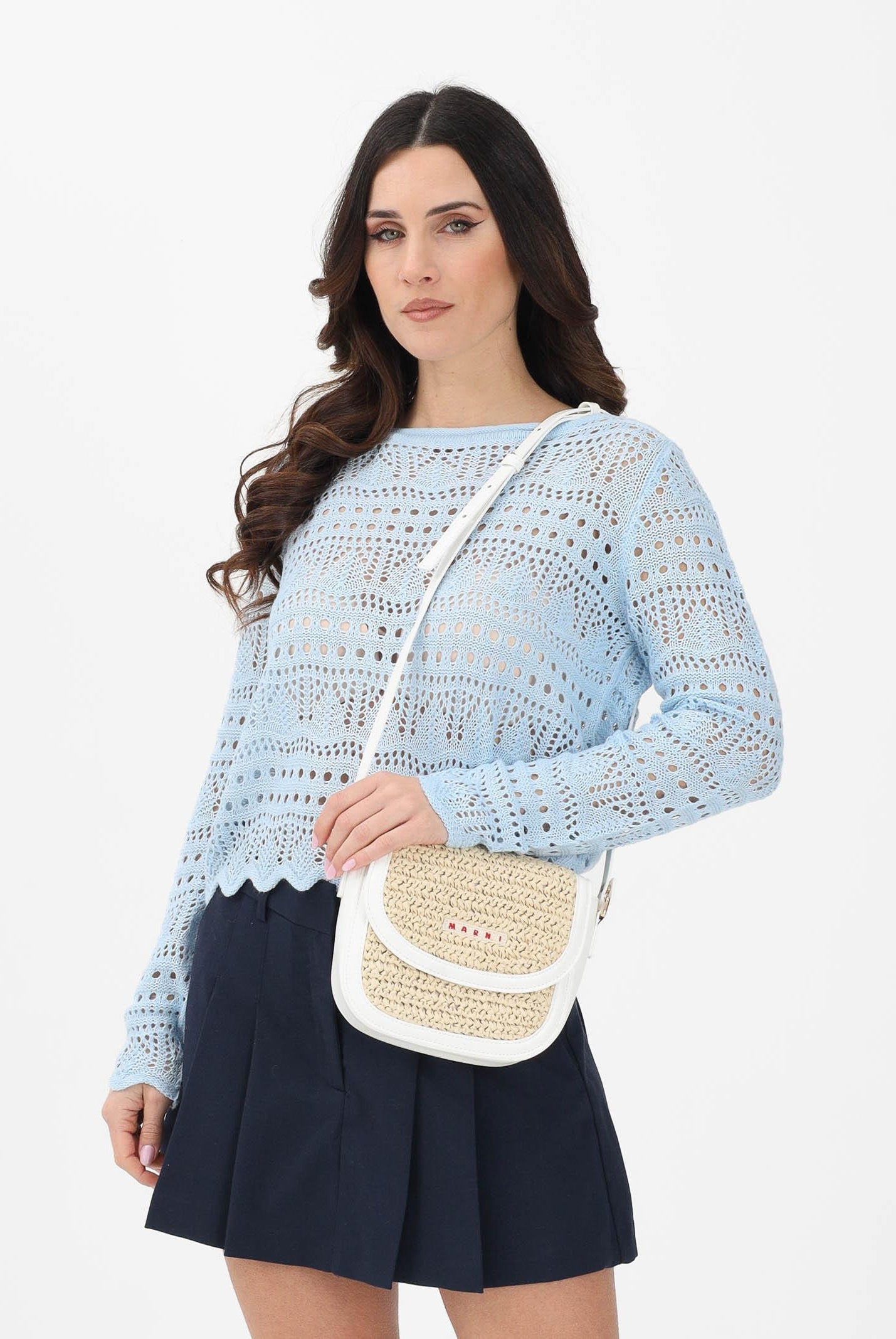 JDY Maglia traforata azzurra da donna 15287384 CABL JDY